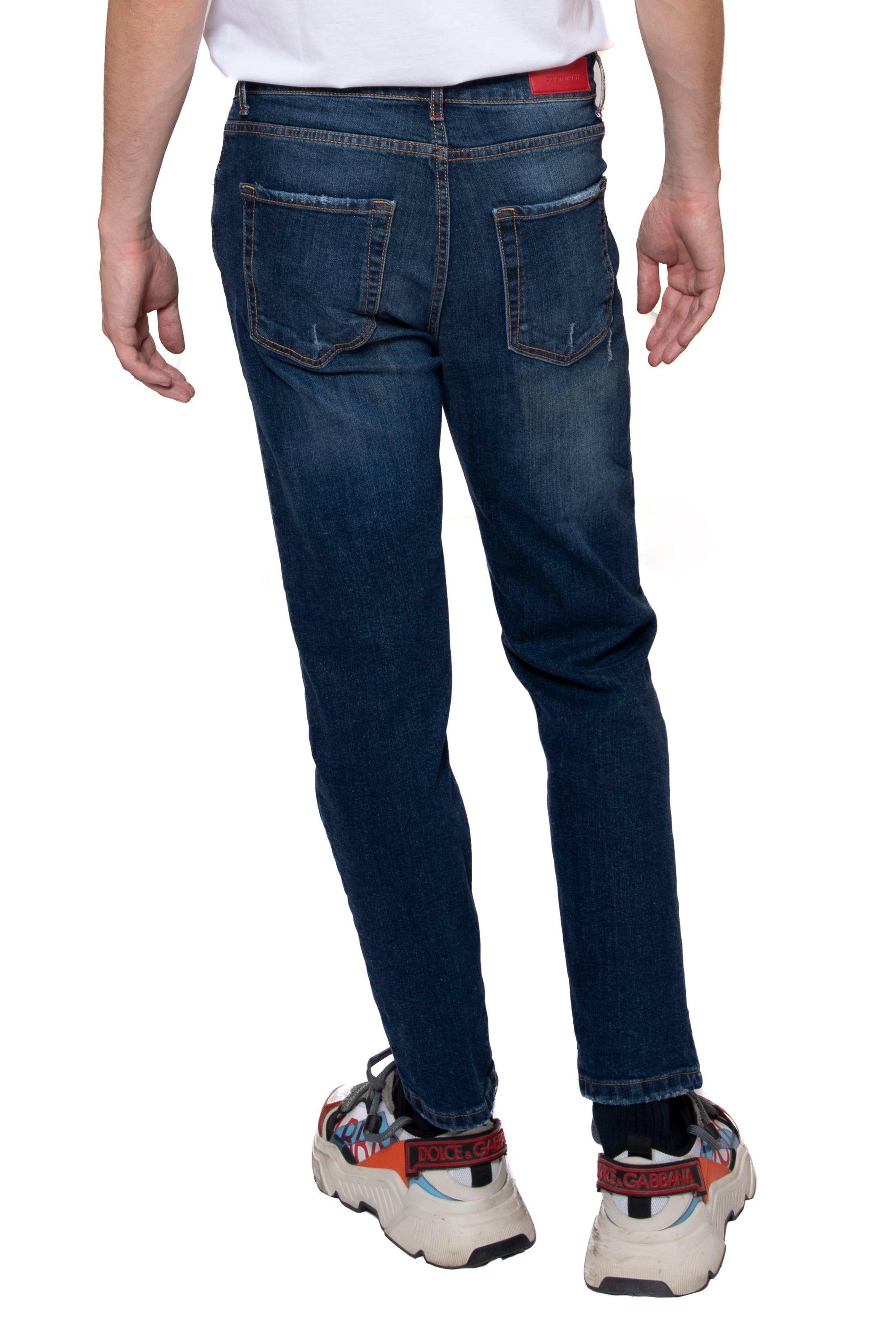 CAVALIERE JEANS LAVAGGIO 5 CON TOPPA STRAPPI + ABRASIONI