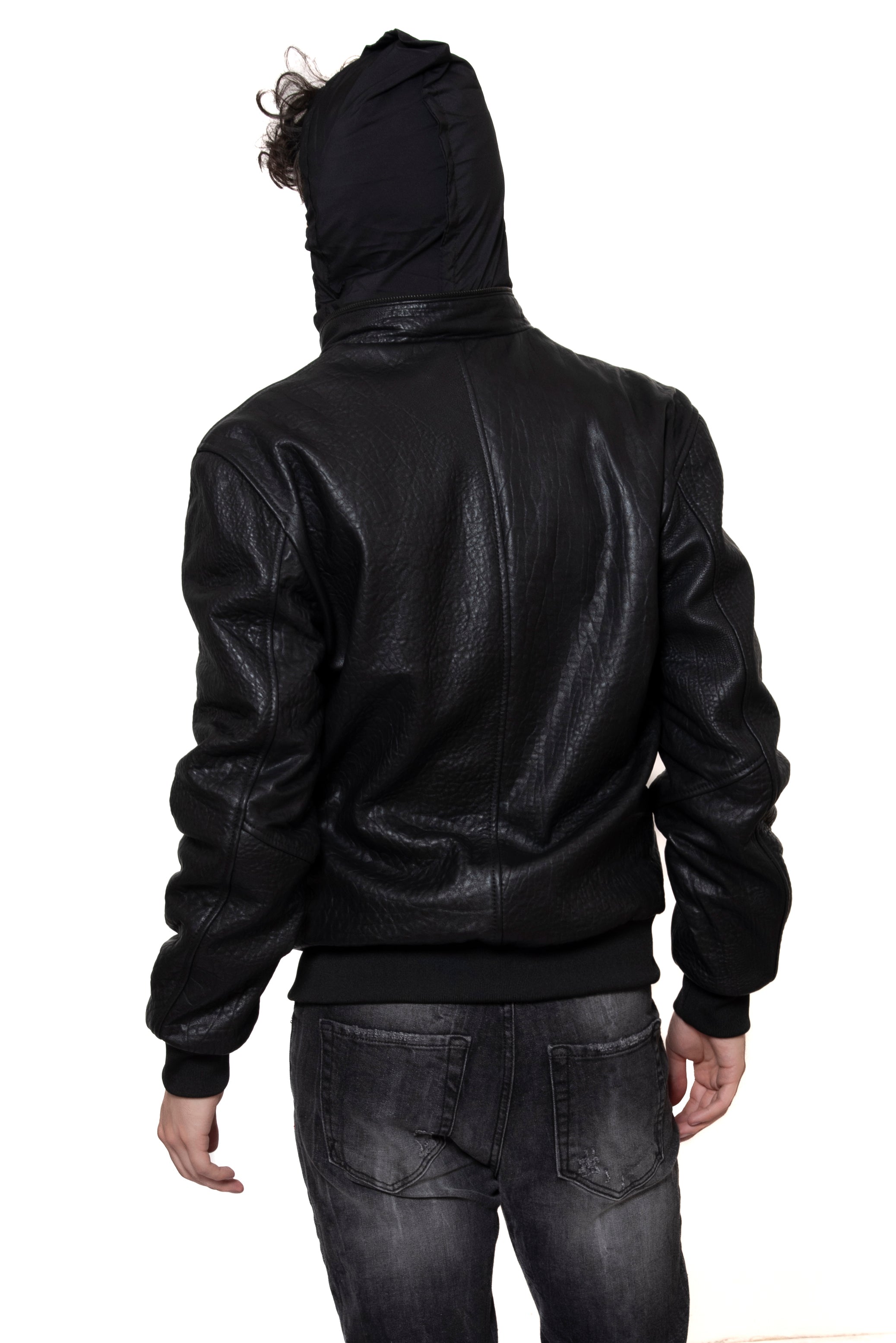 GIUBBINO IN PELLE MUFLONE CON CAPPUCCIO IMPERMEABILE ESTRAIBILE