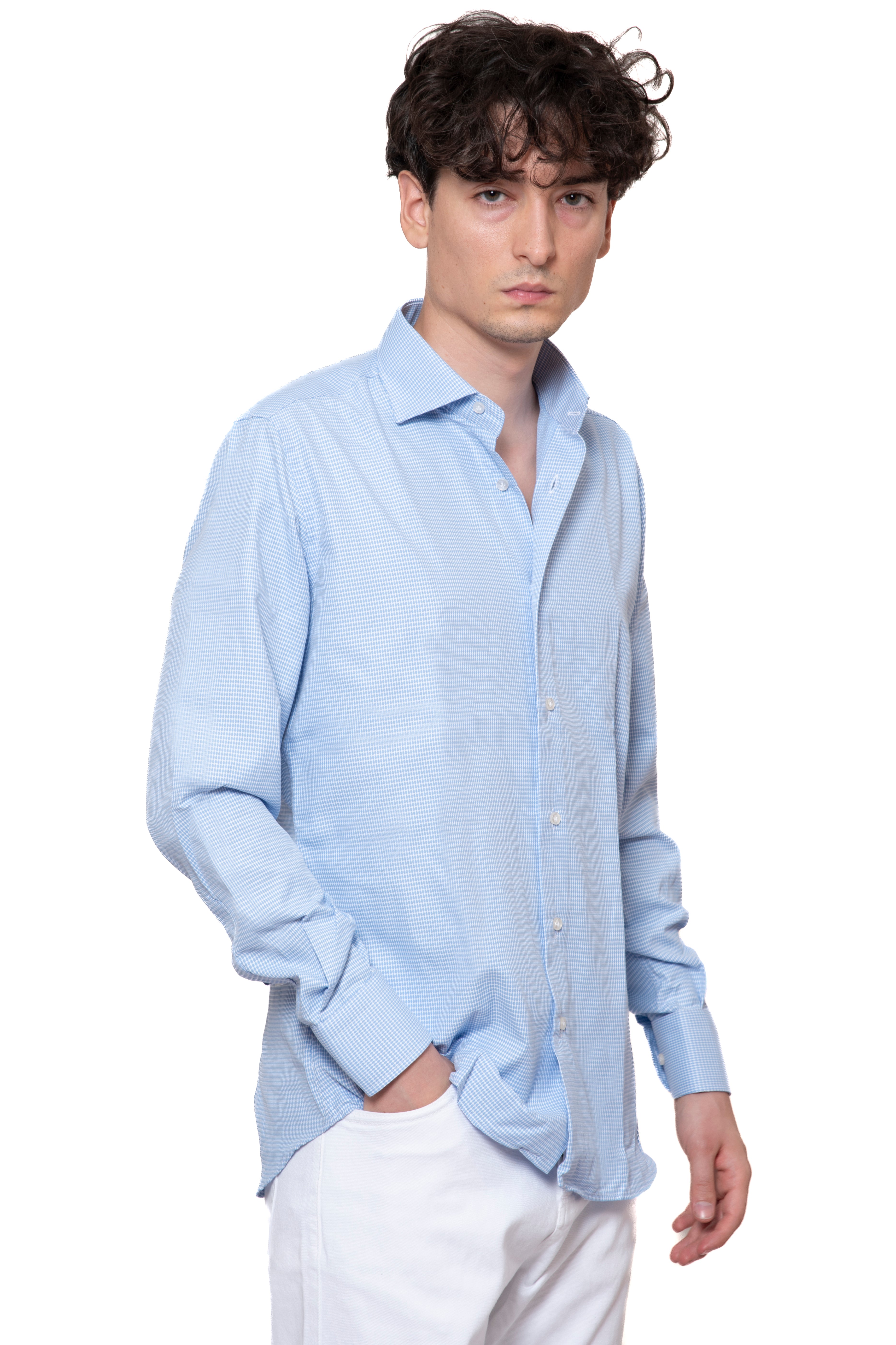 CAMICIA MICROPOIS AZZURRO