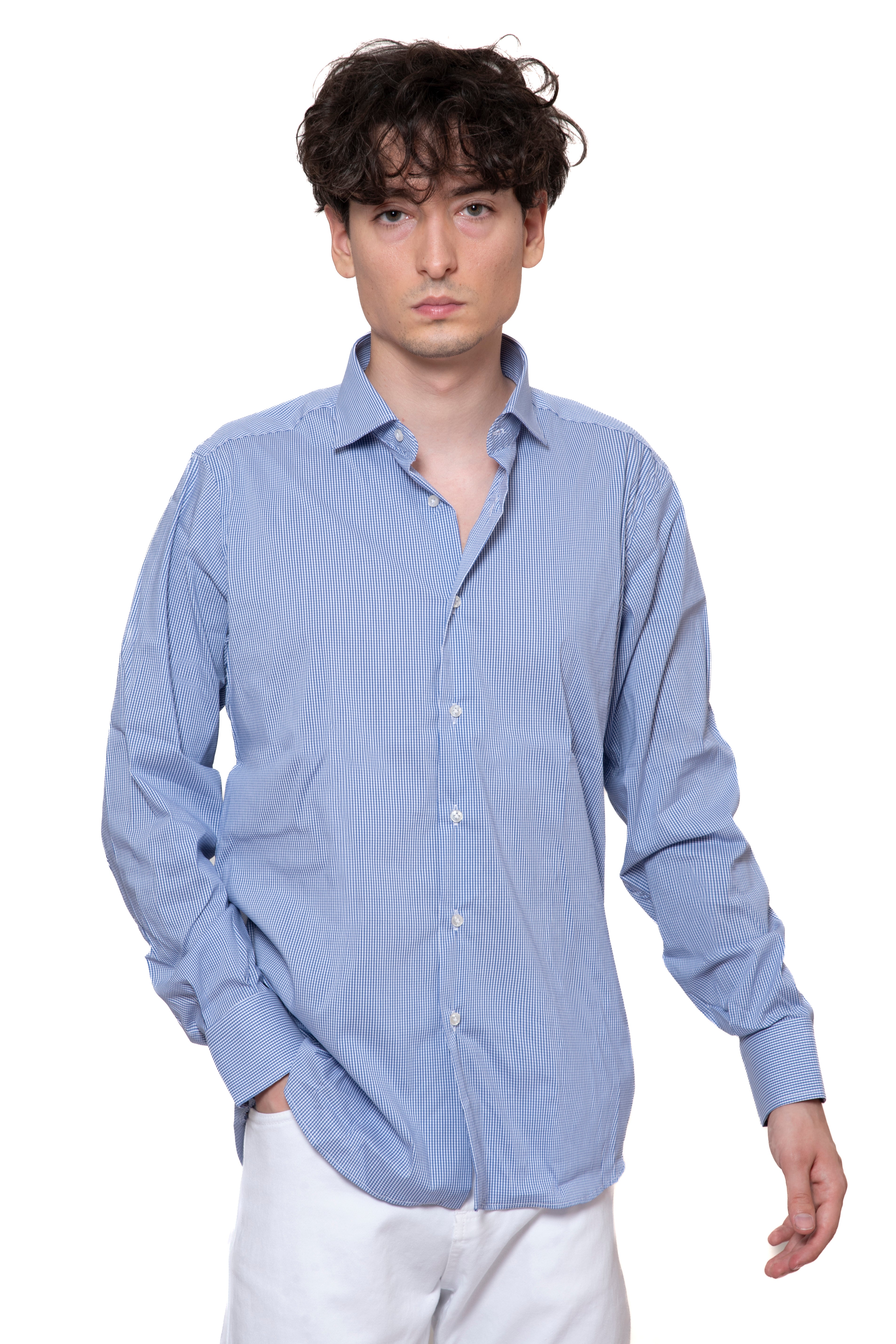 CAMICIA QUADRETTI AZZURRO
