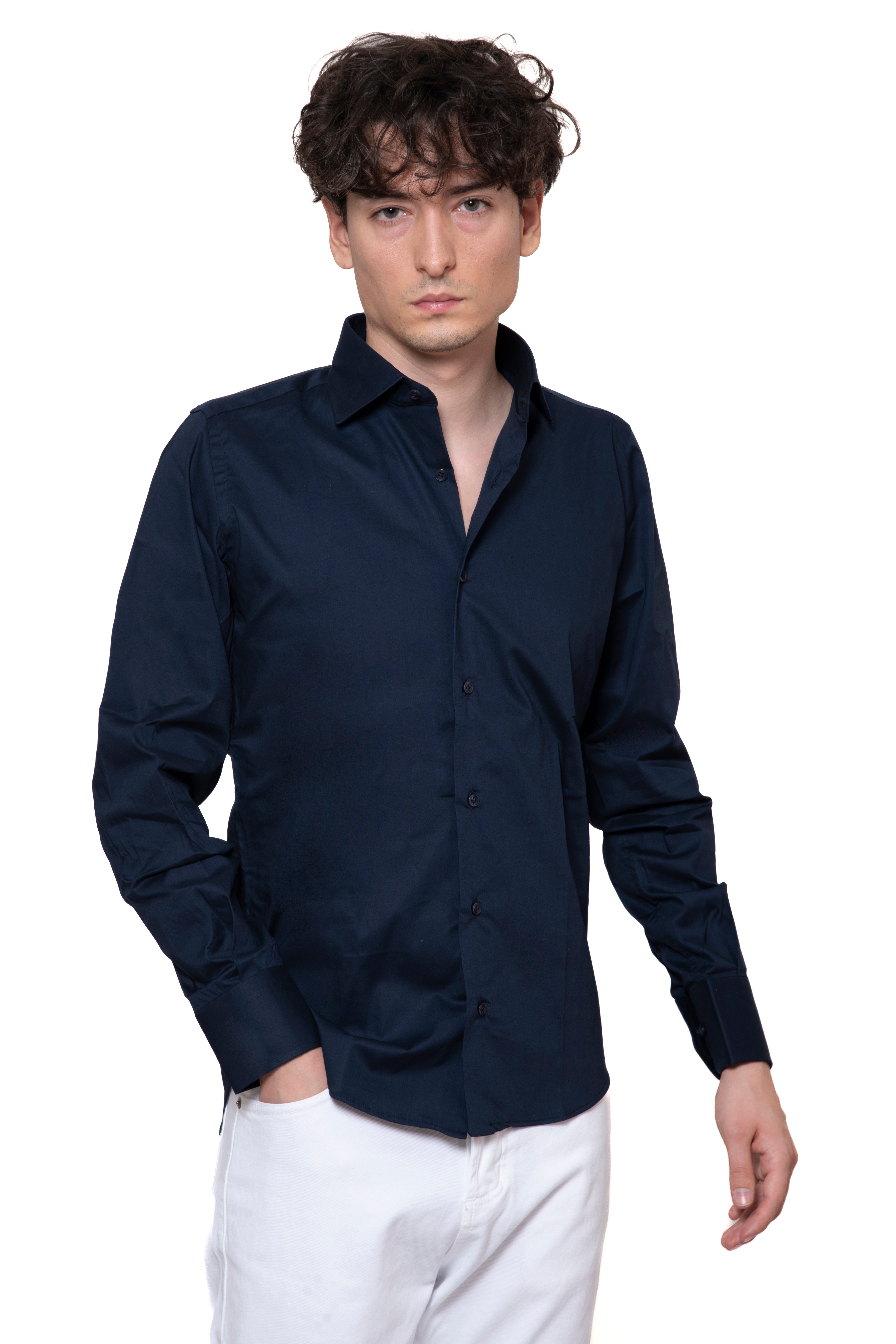 CAMICIA 100% COTONE UNITO BLU