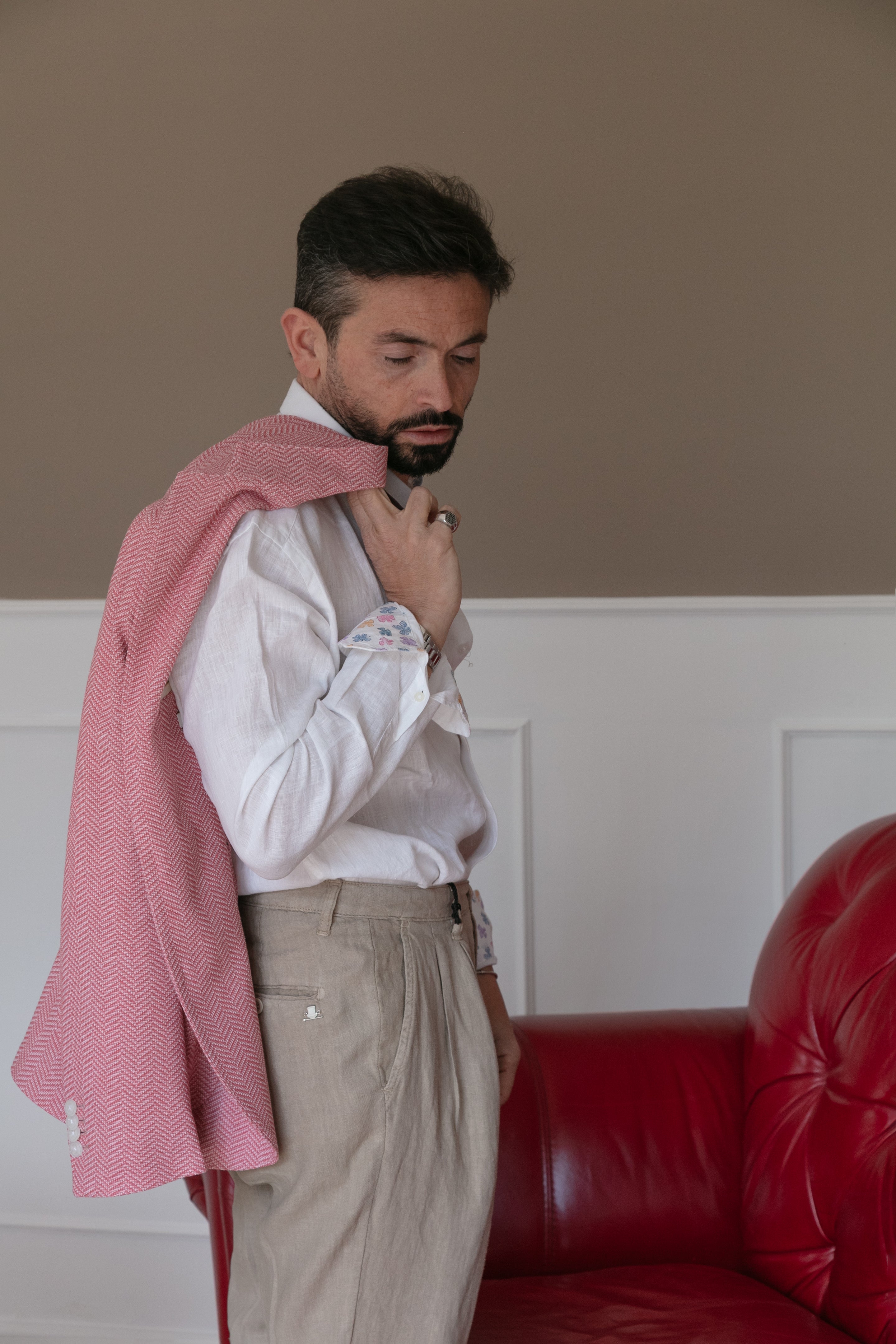 Giacca mono petto Jersey Rosa