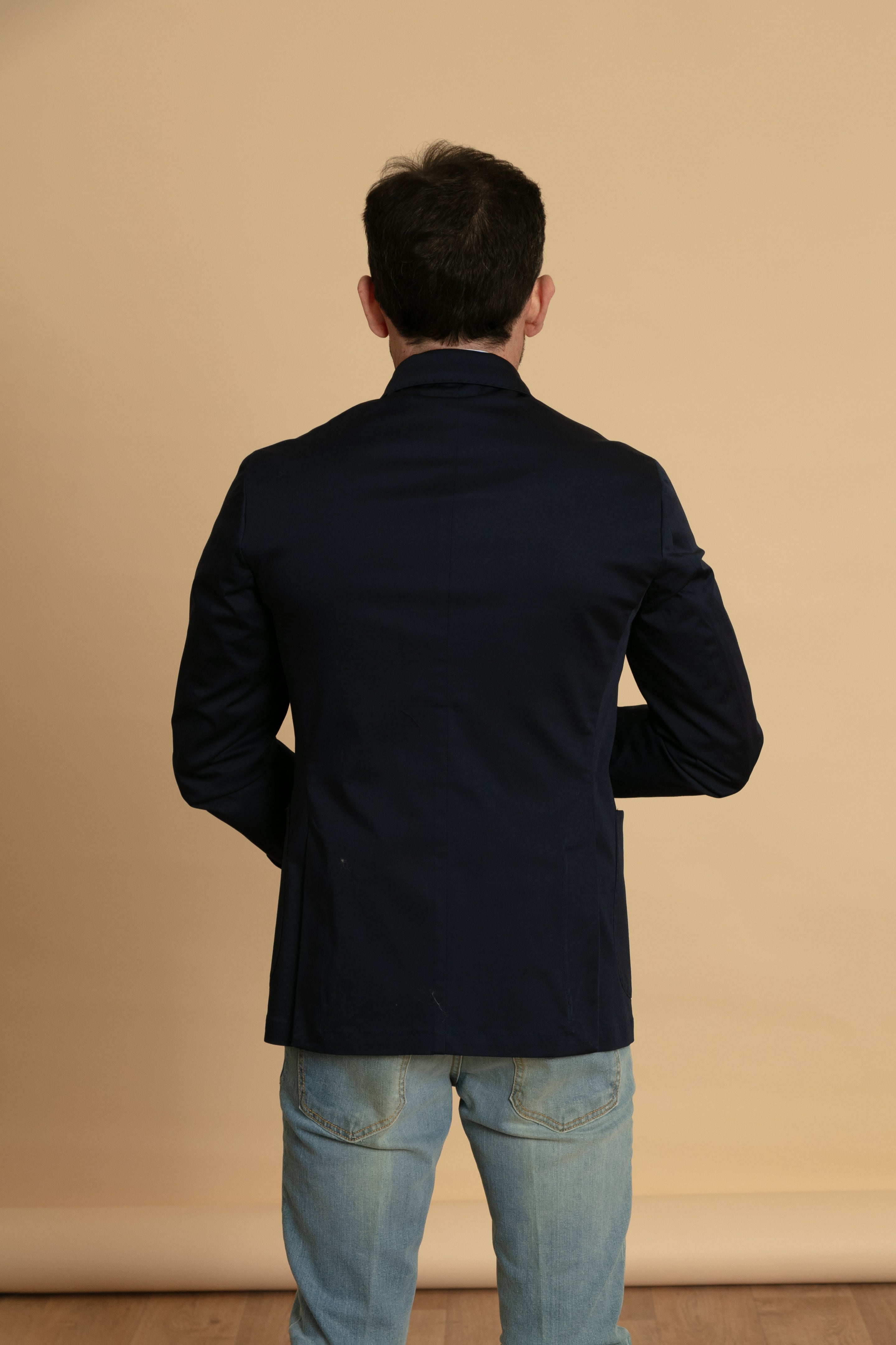 Giacca doppio petto cotone blu notte