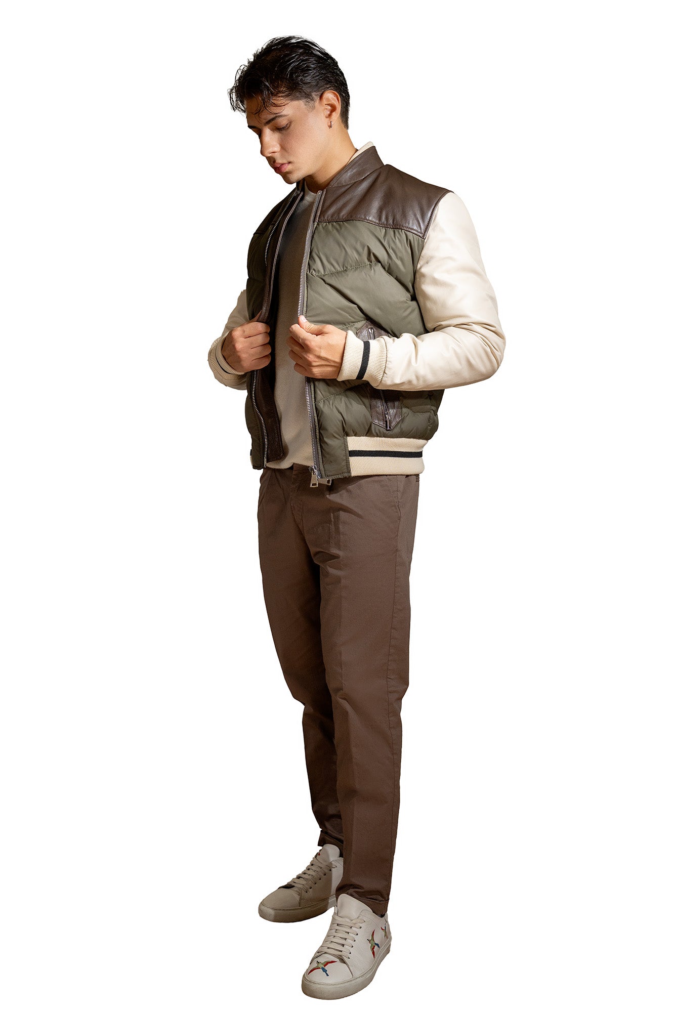 PIUMINO PELLE E TESSUTO