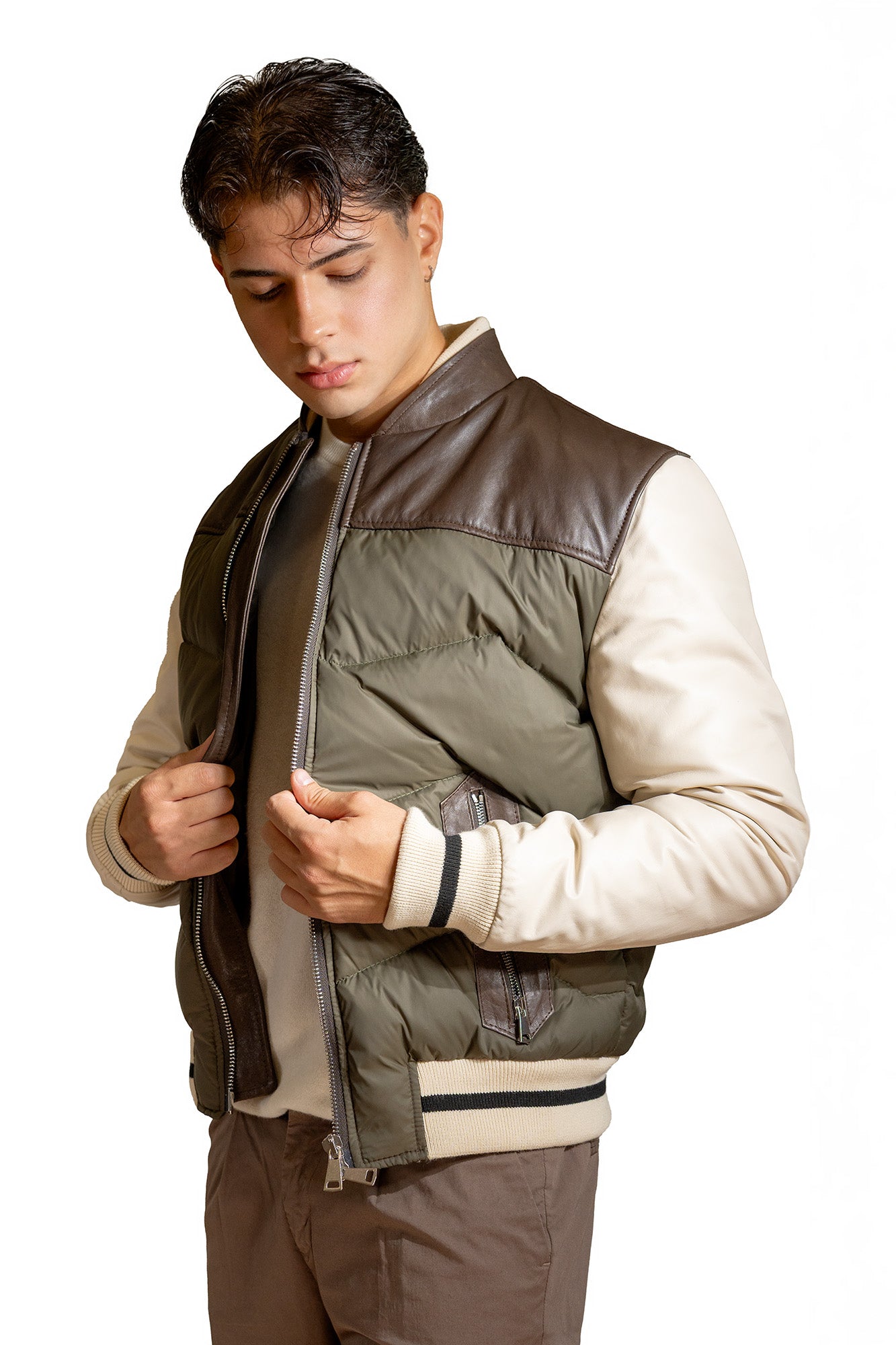 PIUMINO PELLE E TESSUTO