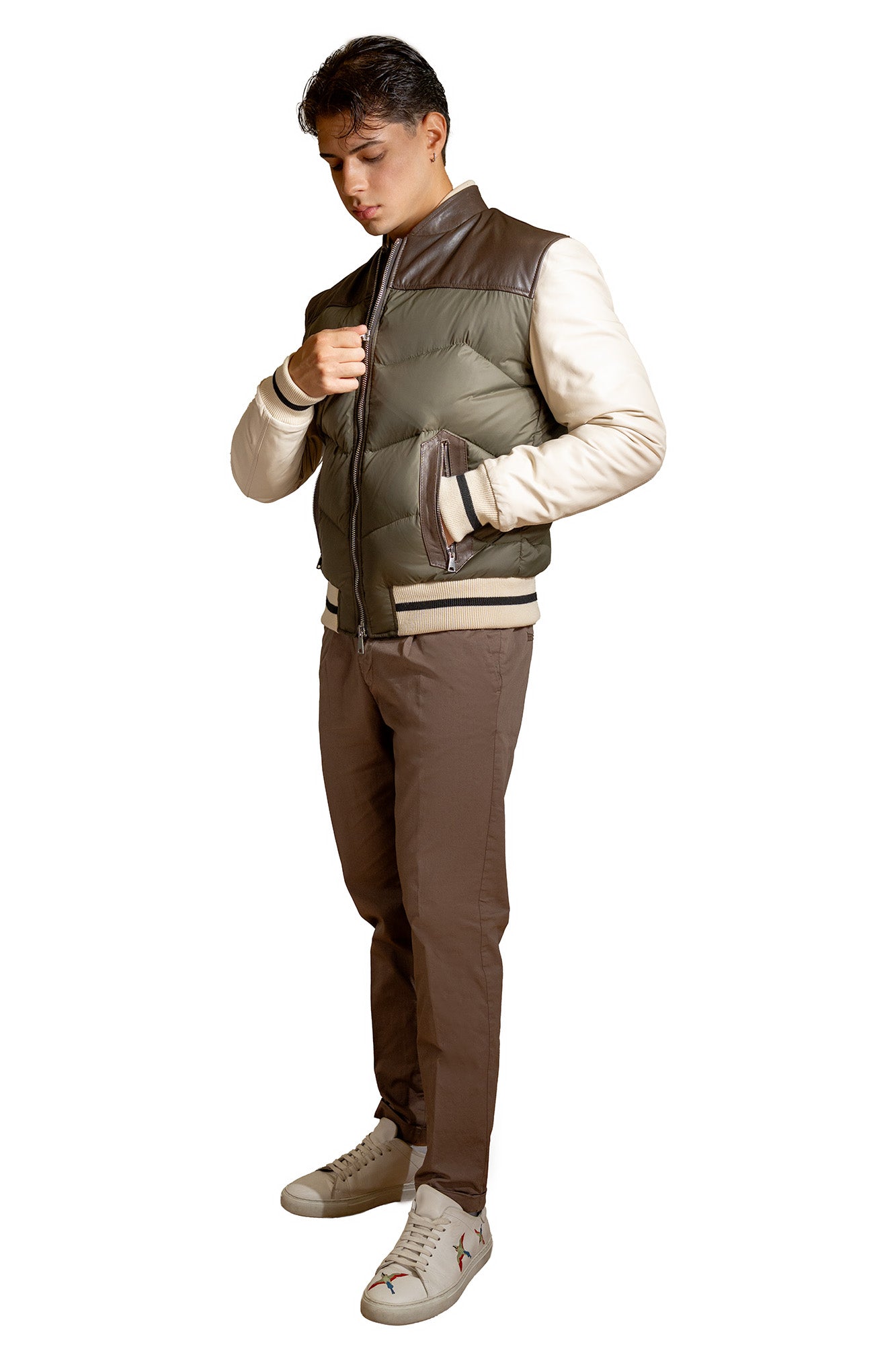 PIUMINO PELLE E TESSUTO