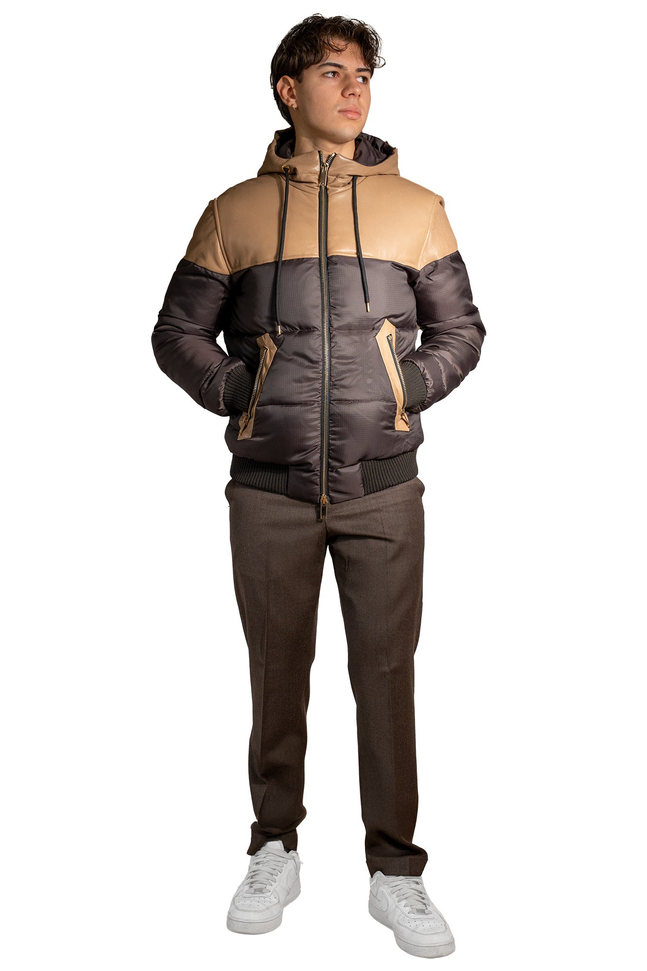 GIUBBINO IN PIUME D'OCA CON CAPPUCCIO