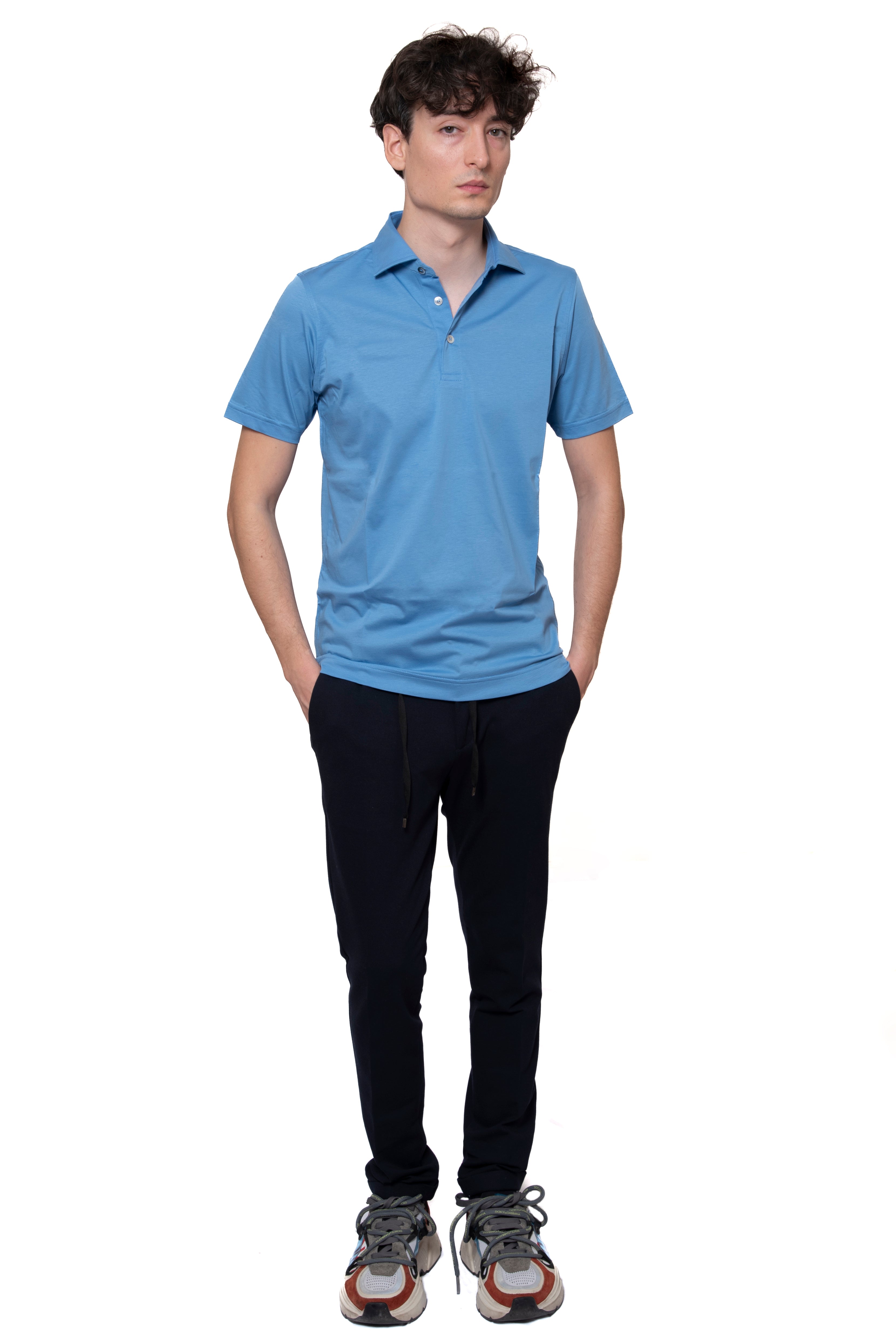POLO FILO DI SCOZIA CIELO