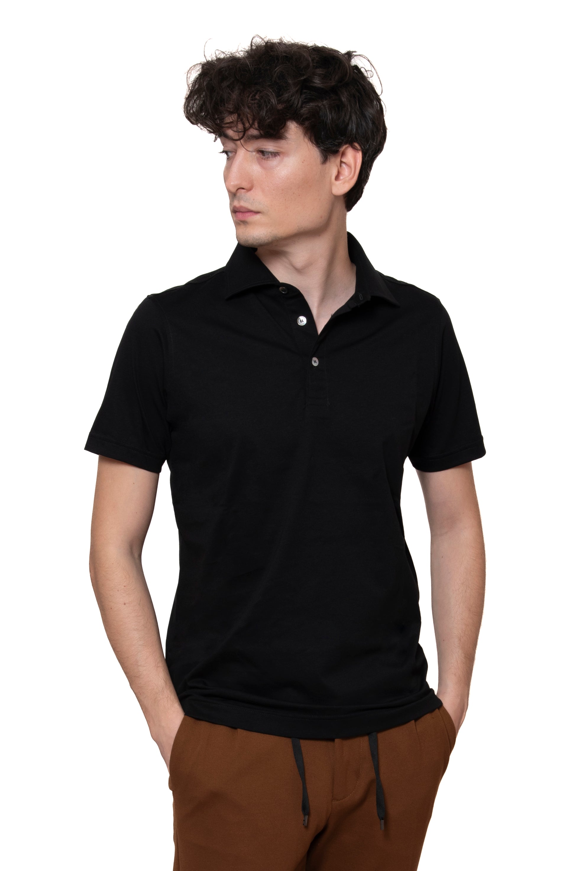 POLO FILO DI SCOZIA NERO