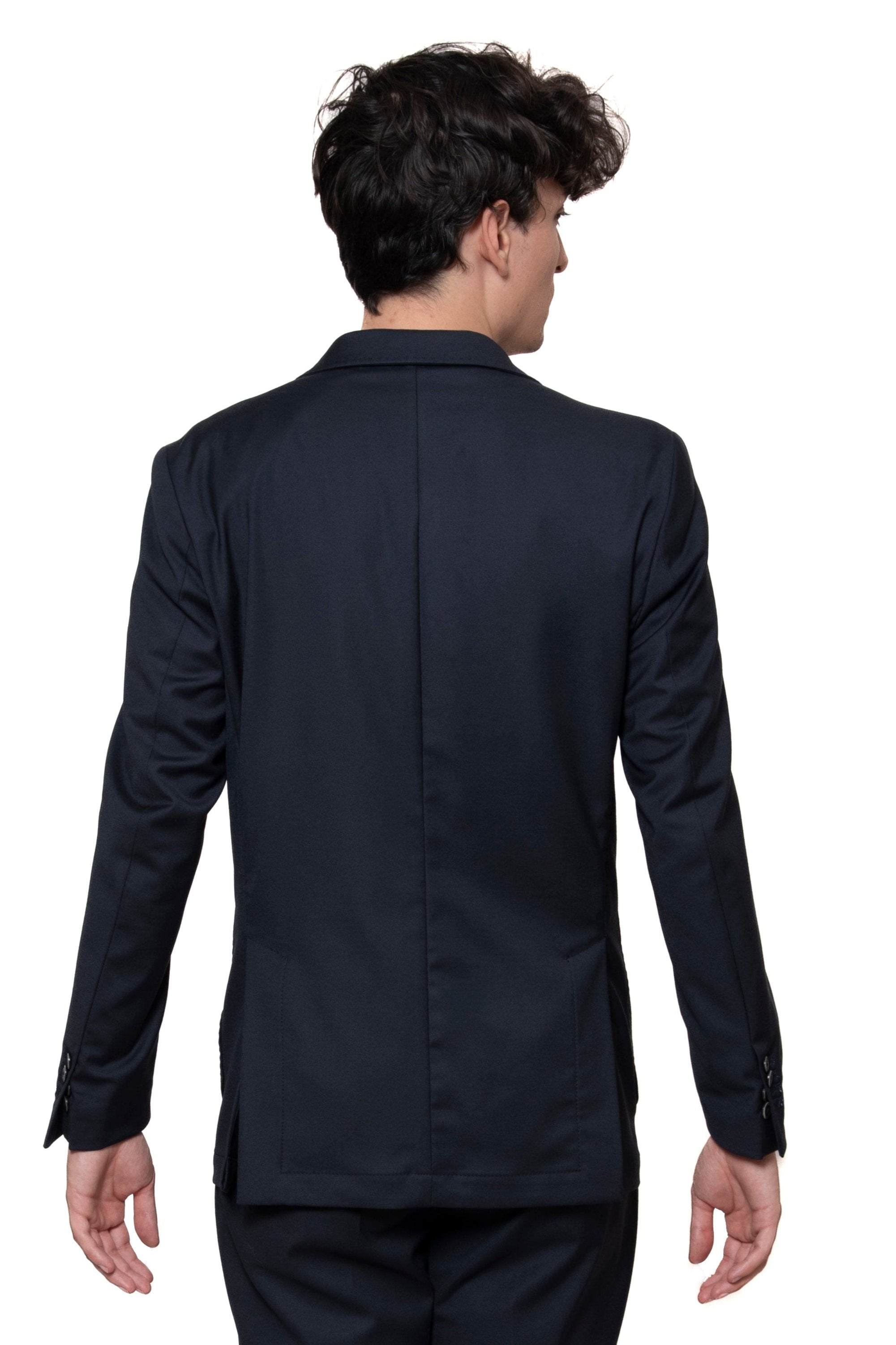 GIACCA MONOPETTO LANA BLU