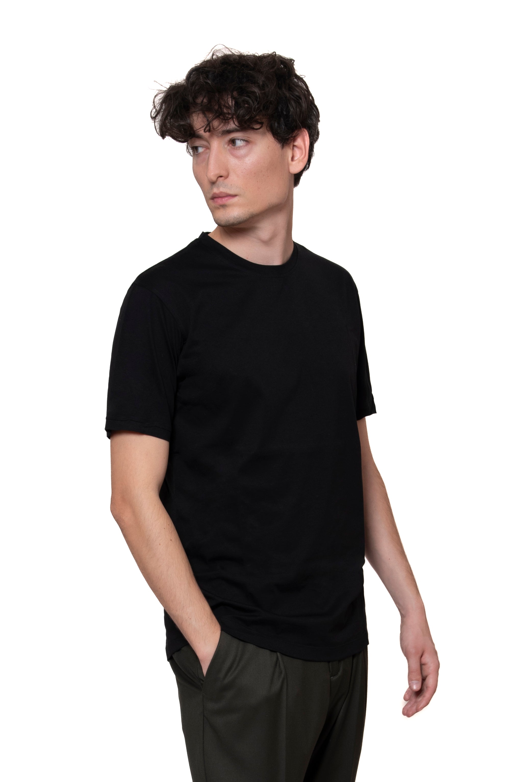 T-SHIRT FILO DI SCOZIA NERA