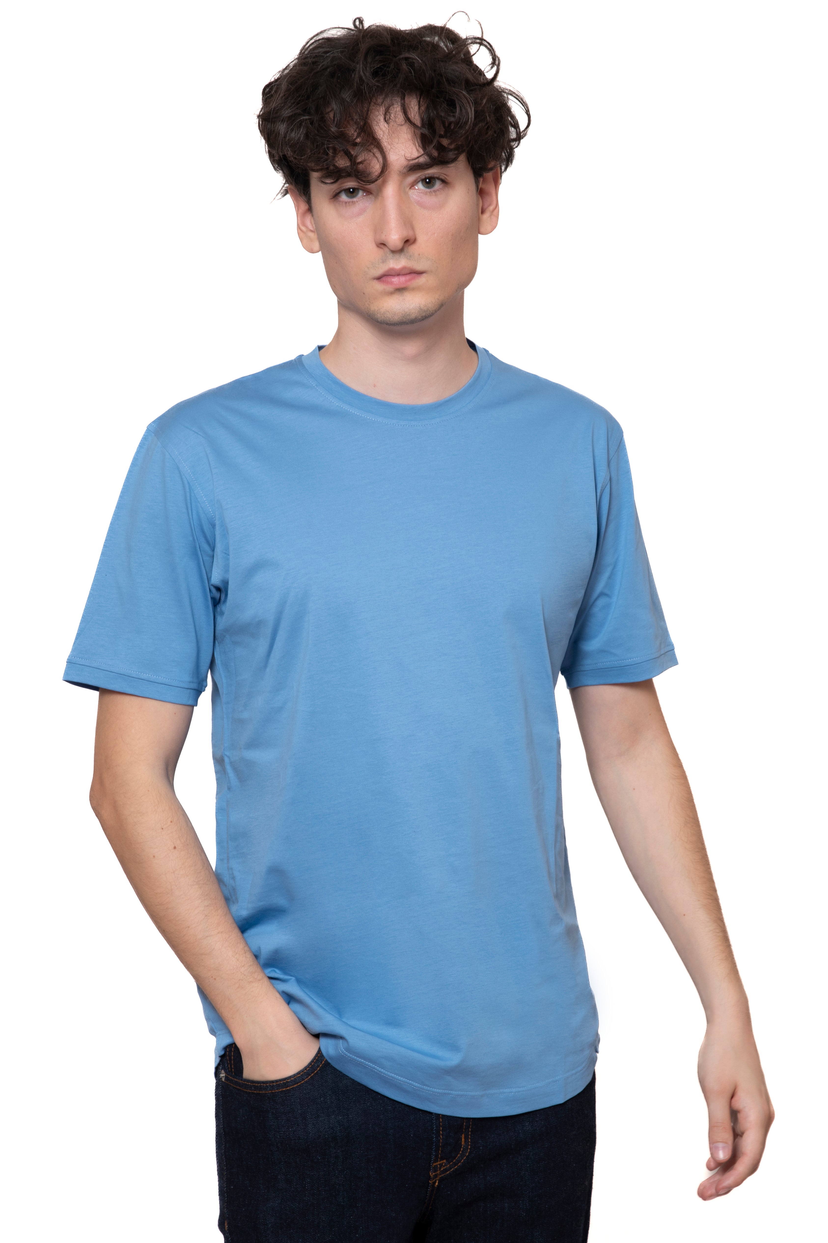 T-SHIRT FILO DI SCOZIA CIELO