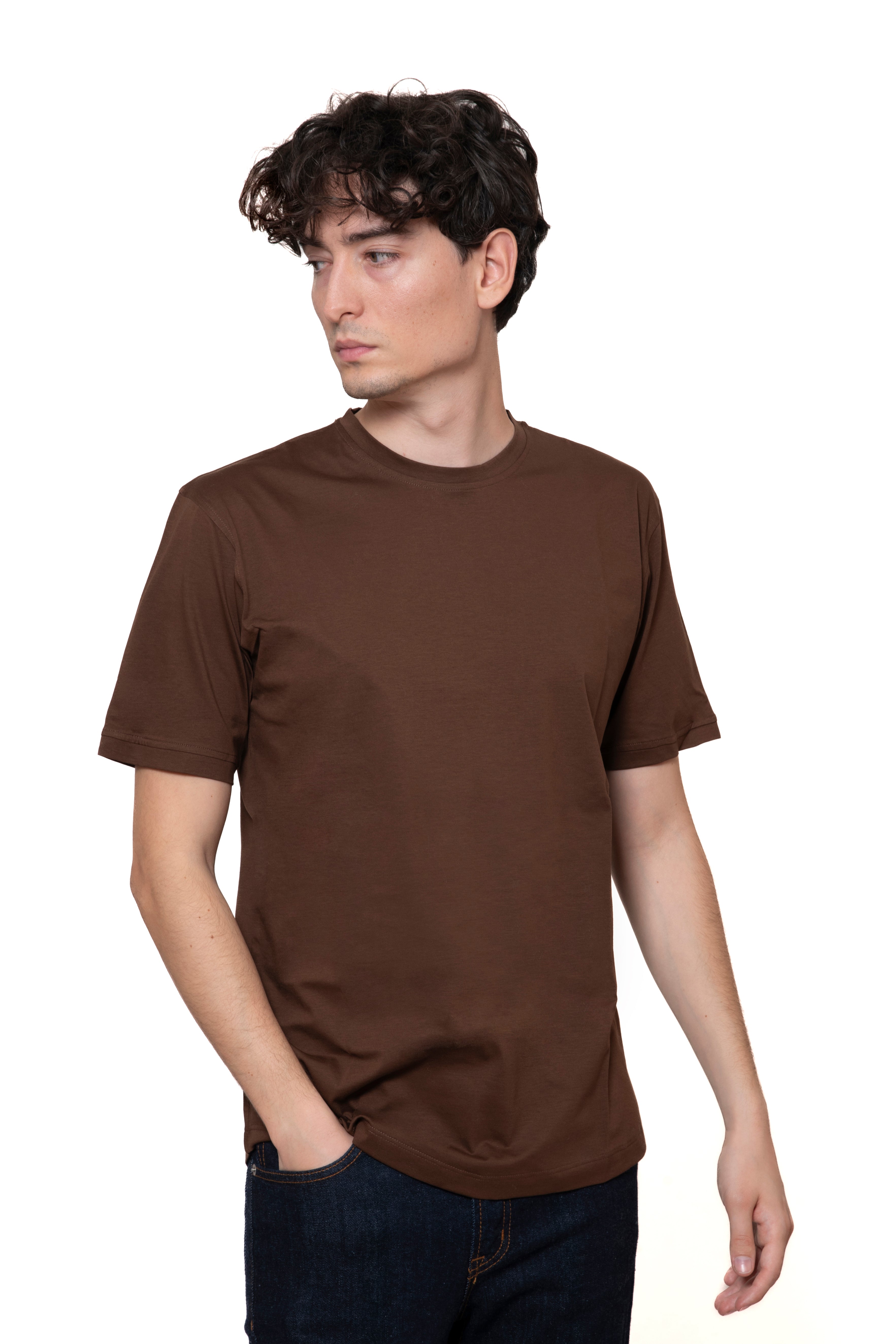 T-SHIRT FILO DI SCOZIA CIOCCOLATO