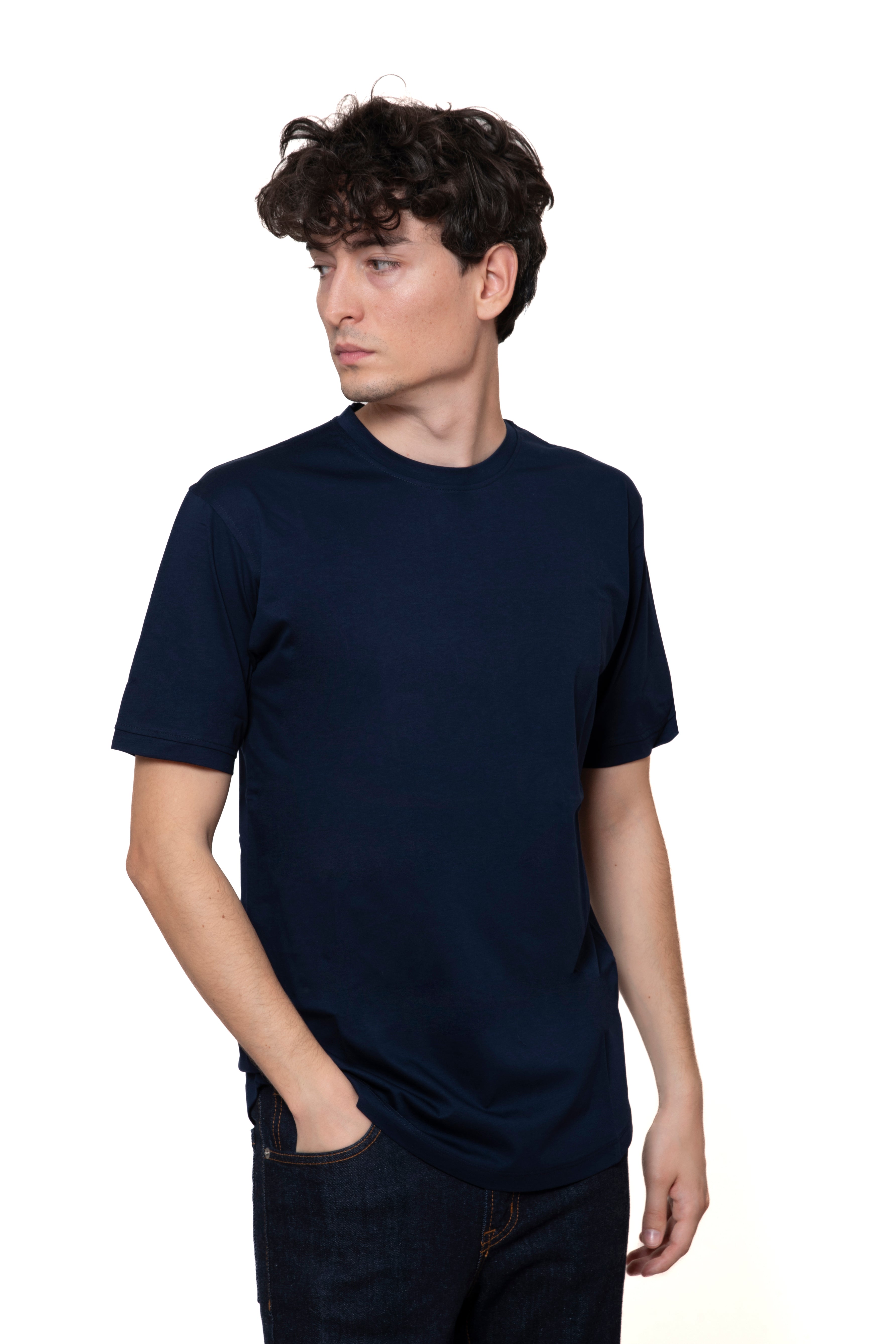 T-SHIRT FILO DI SCOZIA BLU