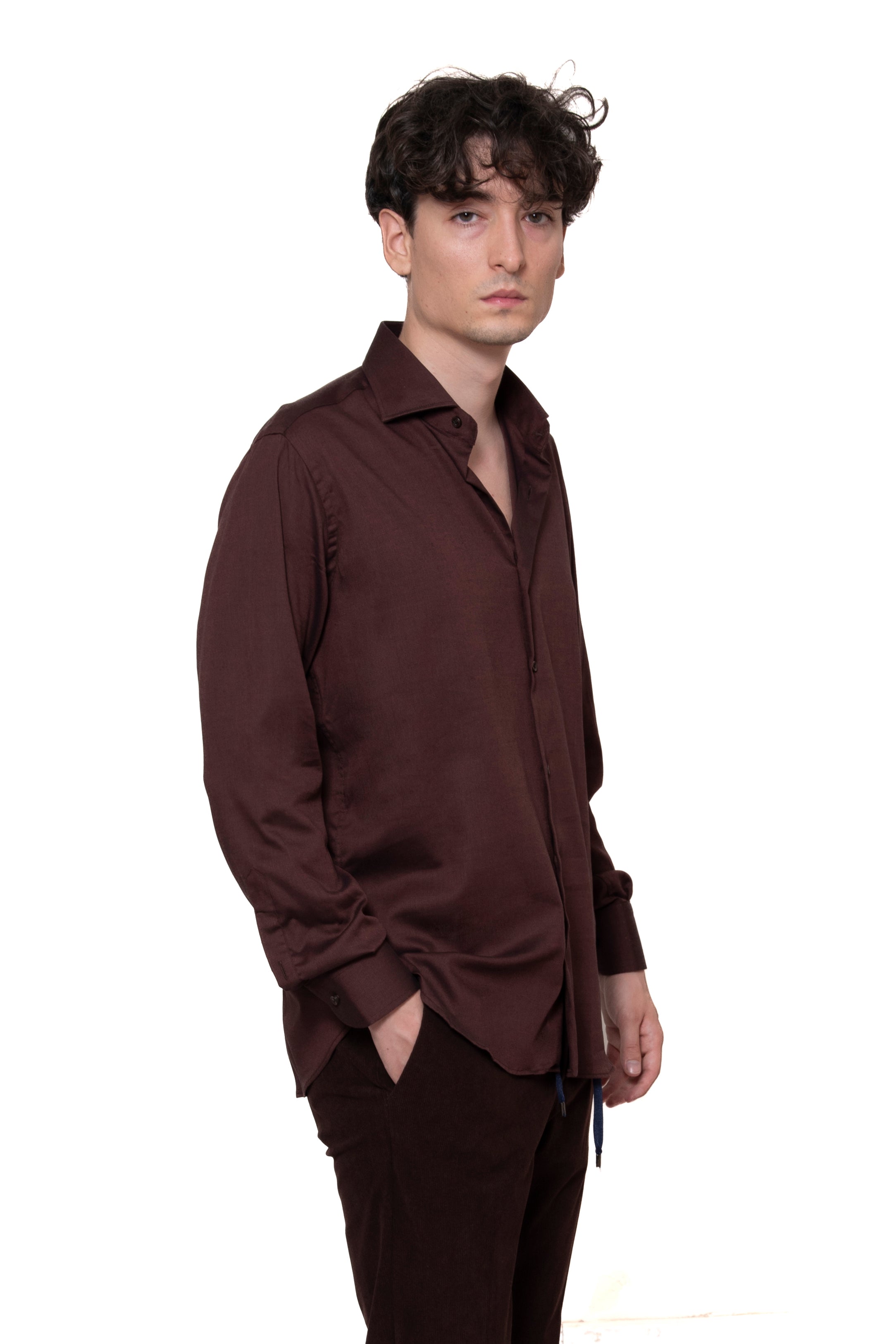 CAMICIA 100% COTONE UNITO MARRONE
