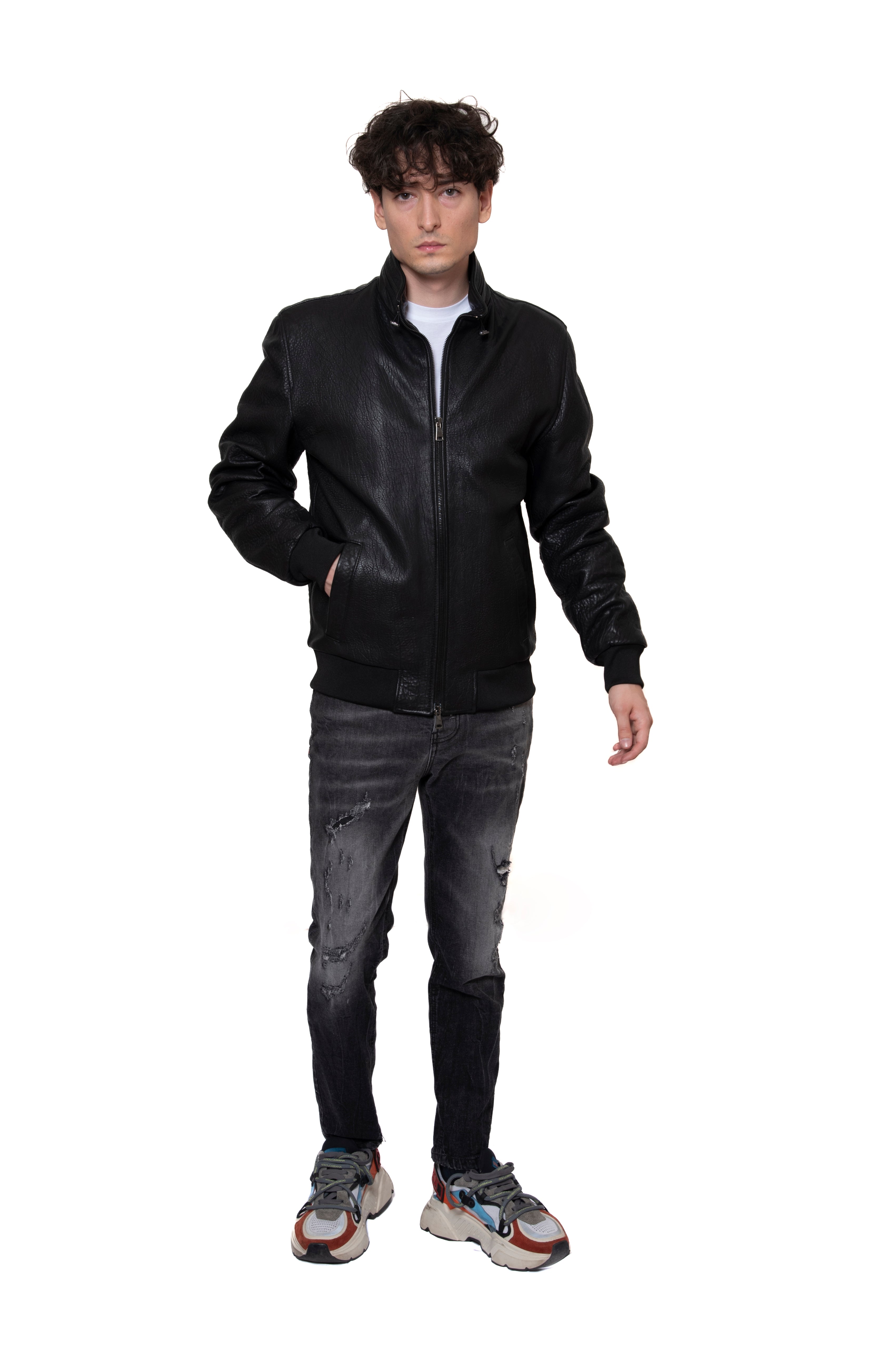 GIUBBINO IN PELLE MUFLONE CON CAPPUCCIO IMPERMEABILE ESTRAIBILE
