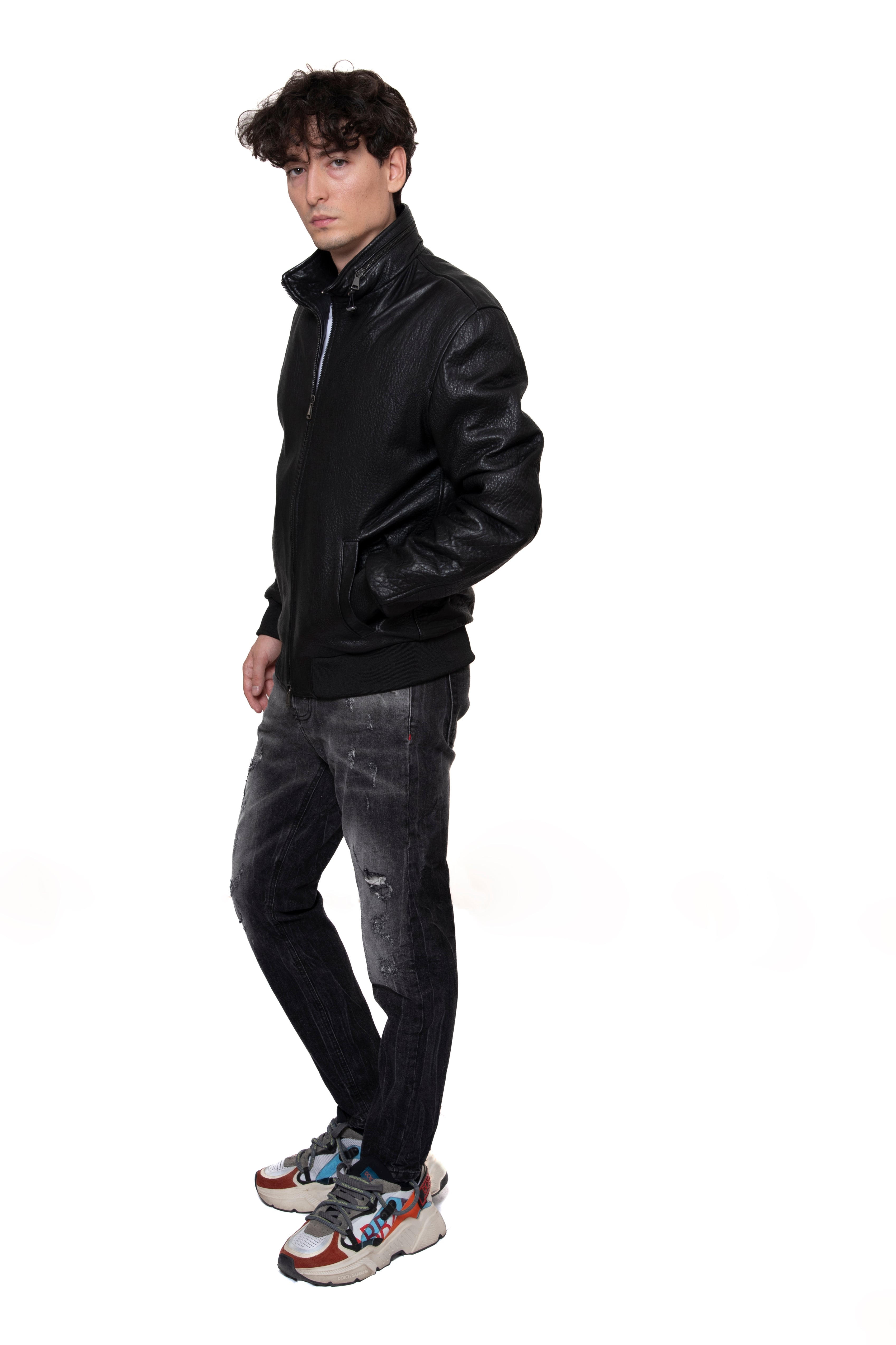 GIUBBINO IN PELLE MUFLONE CON CAPPUCCIO IMPERMEABILE ESTRAIBILE