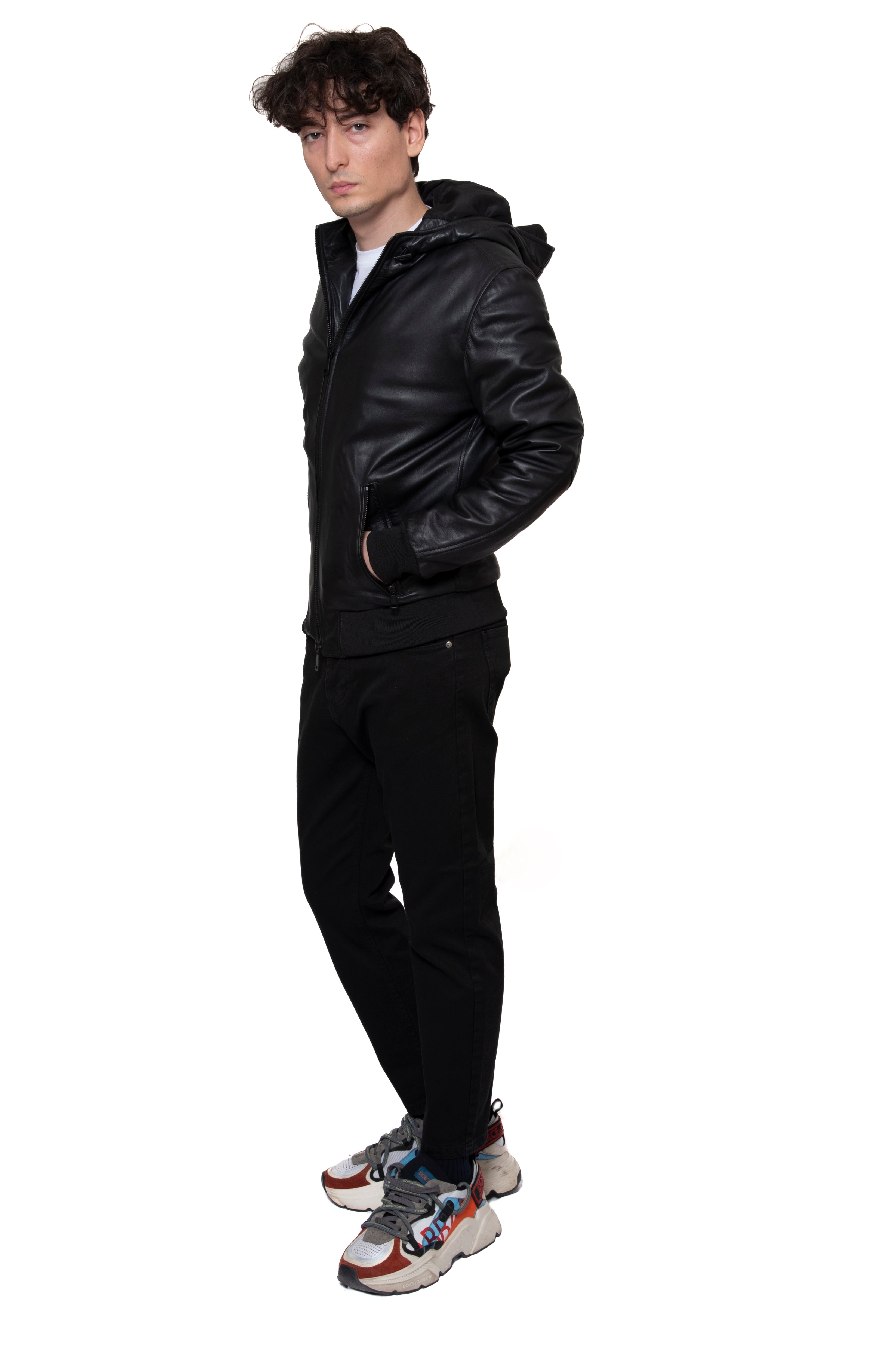GIUBBINO IN PELLE CON CAPPUCCIO