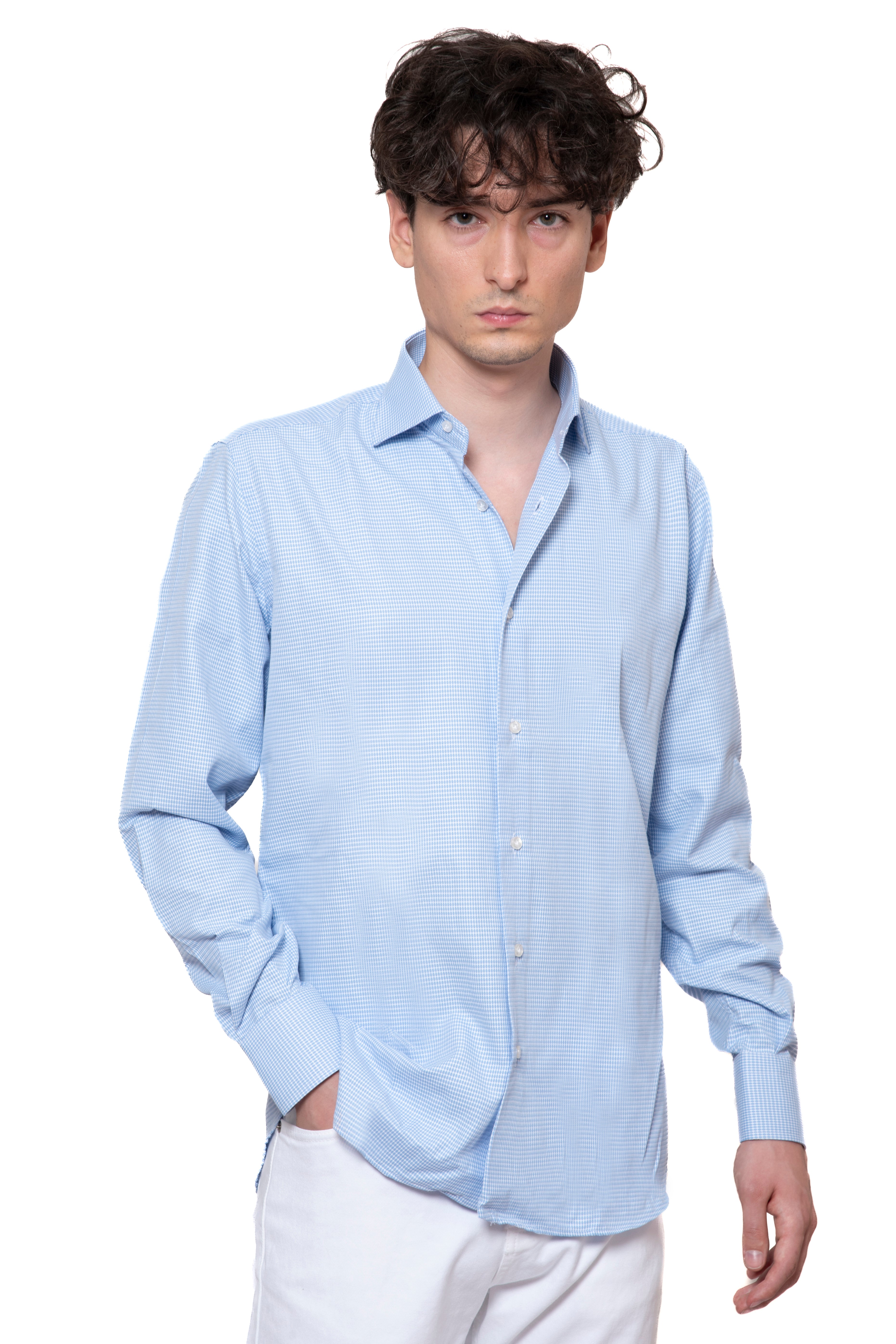 CAMICIA MICROPOIS AZZURRO