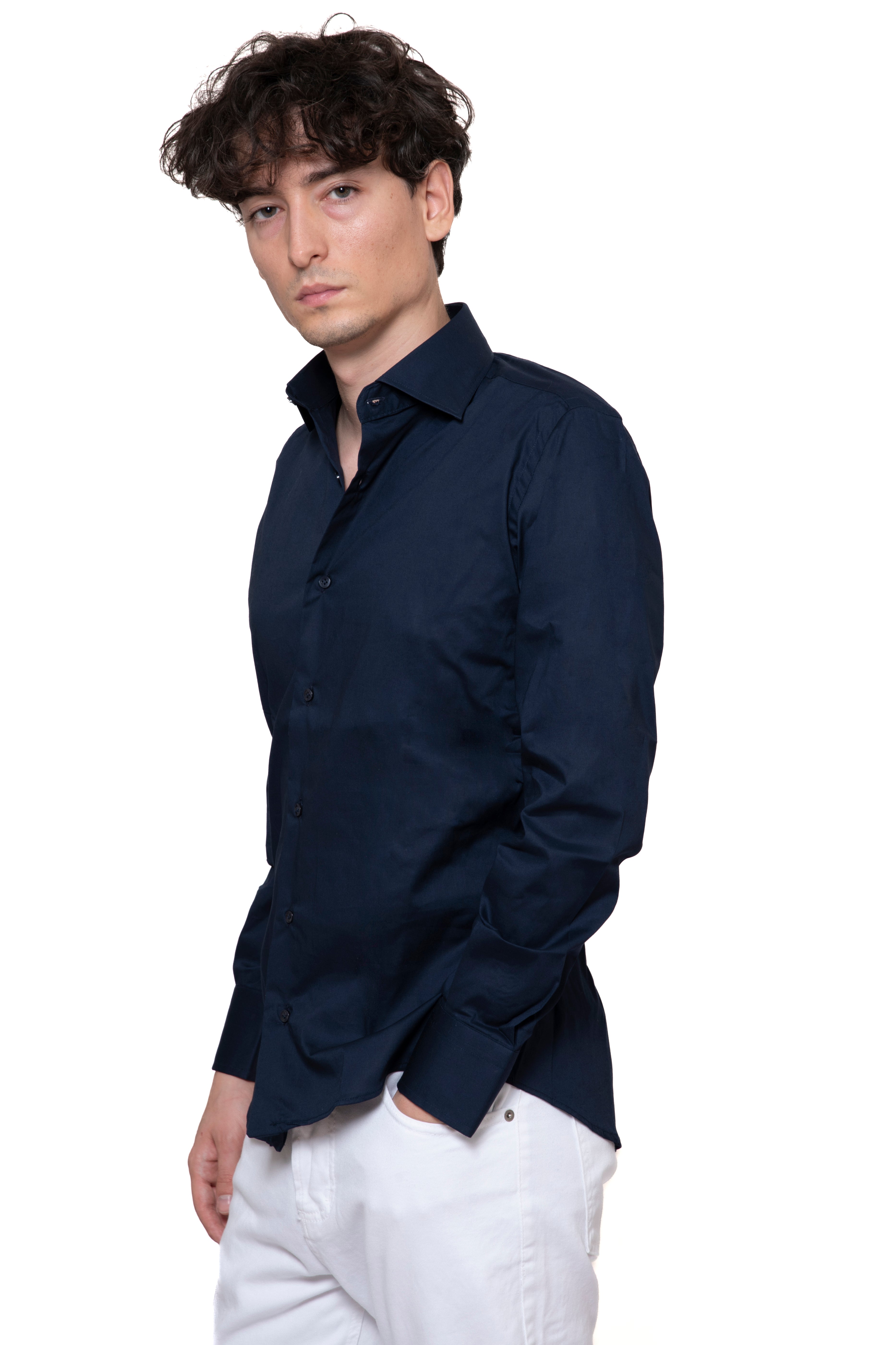 CAMICIA 100% COTONE UNITO BLU
