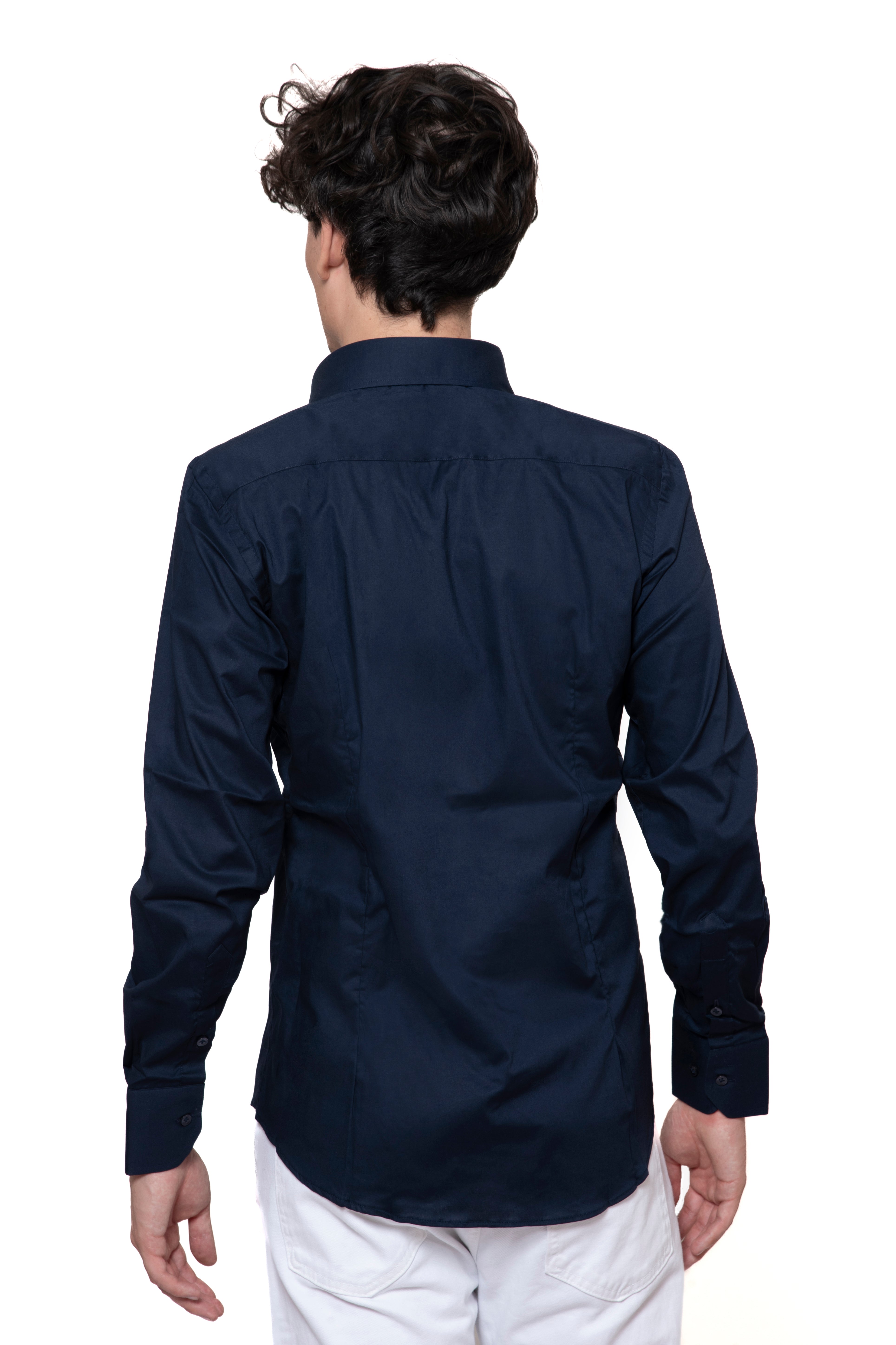 CAMICIA 100% COTONE UNITO BLU