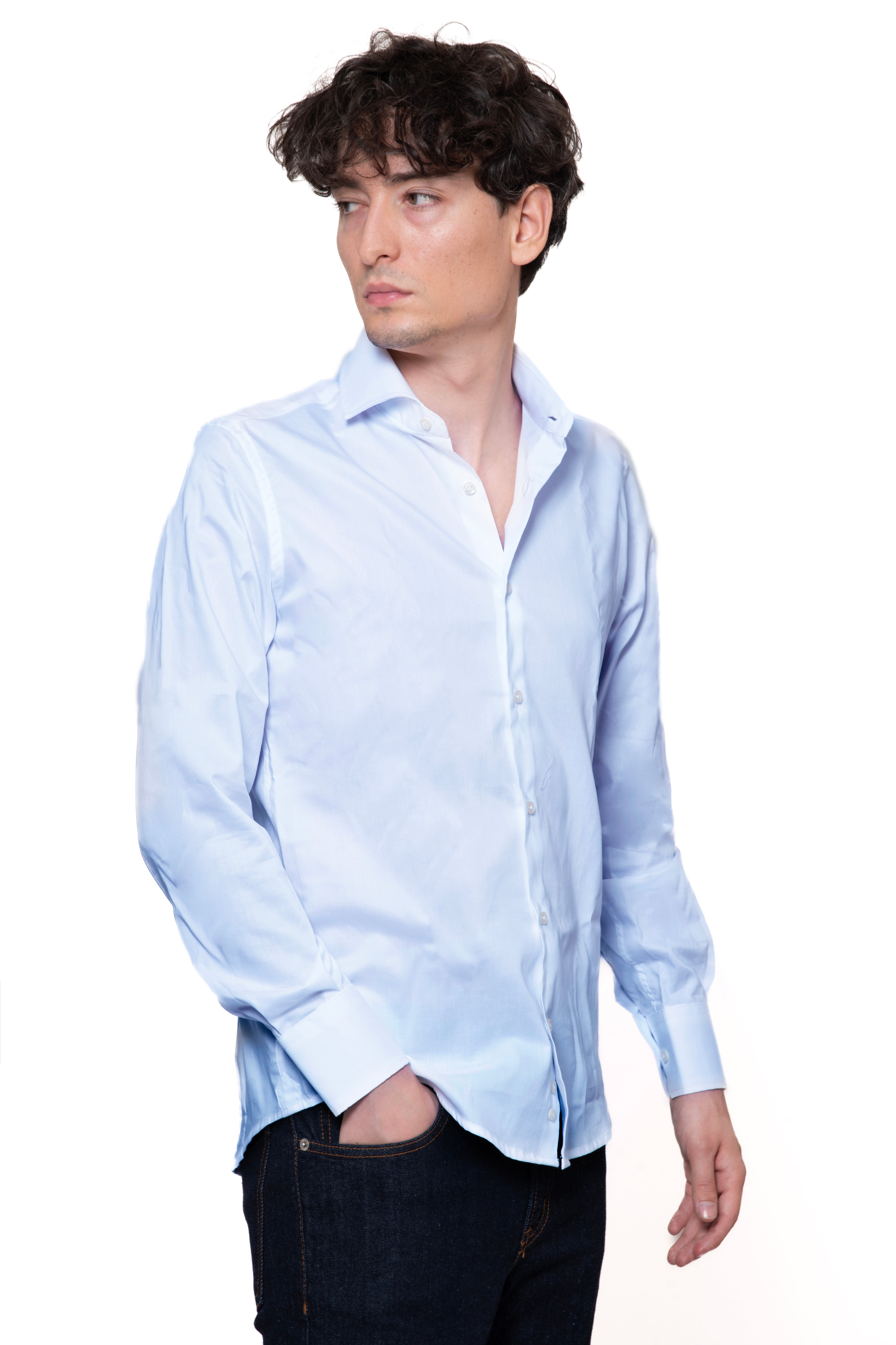 CAMICIA 100% COTONE AZZURRA