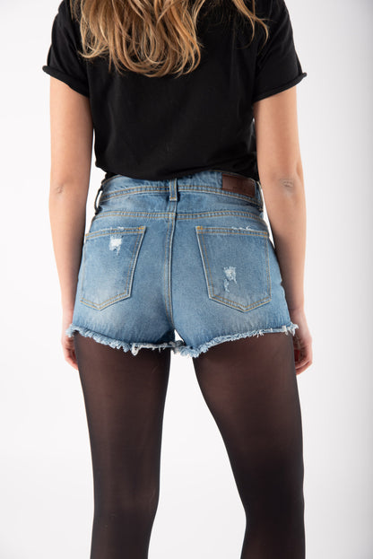 Shorts jeans blu donna lavaggio 5