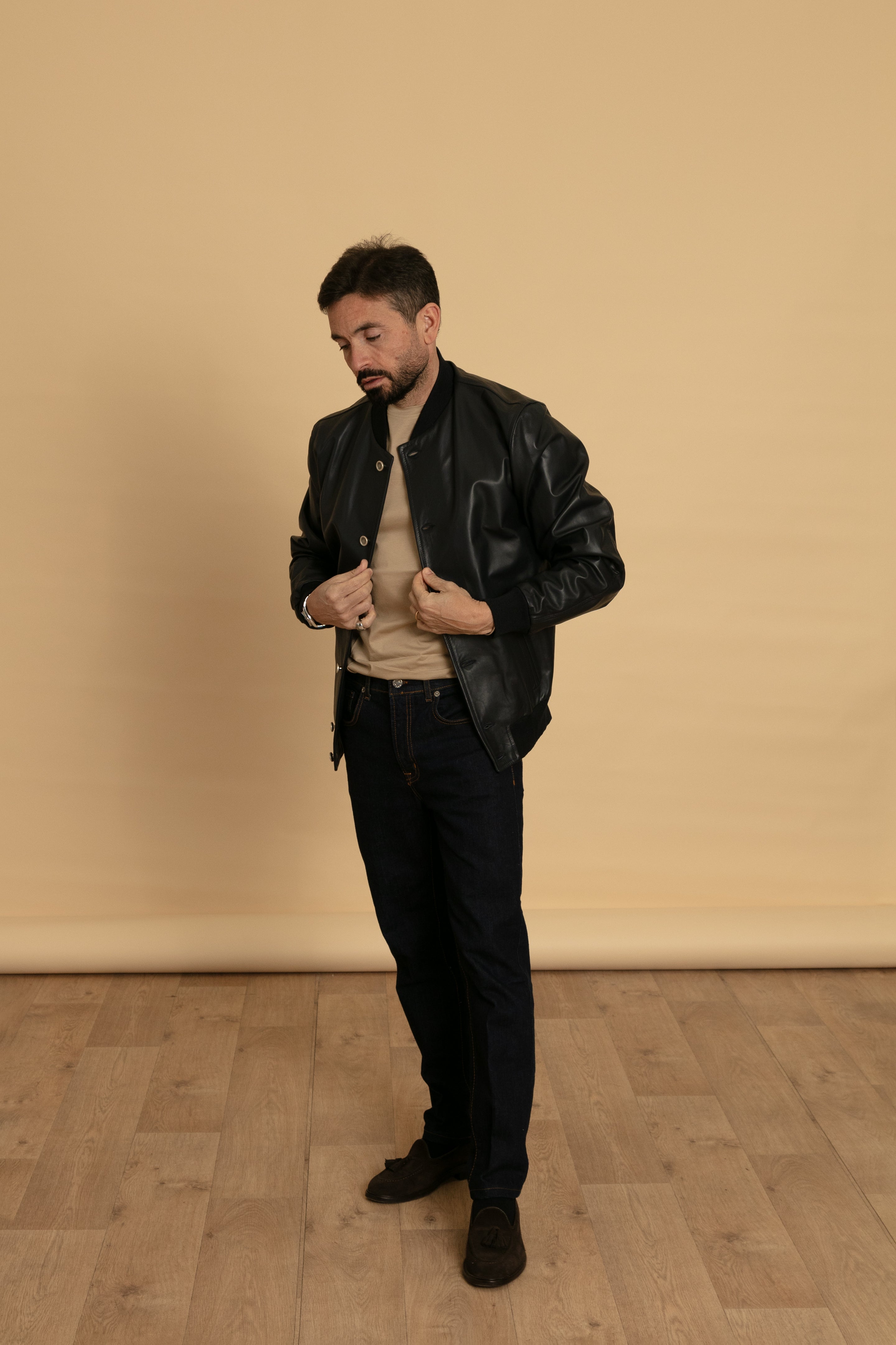 Giubbino in pelle nero