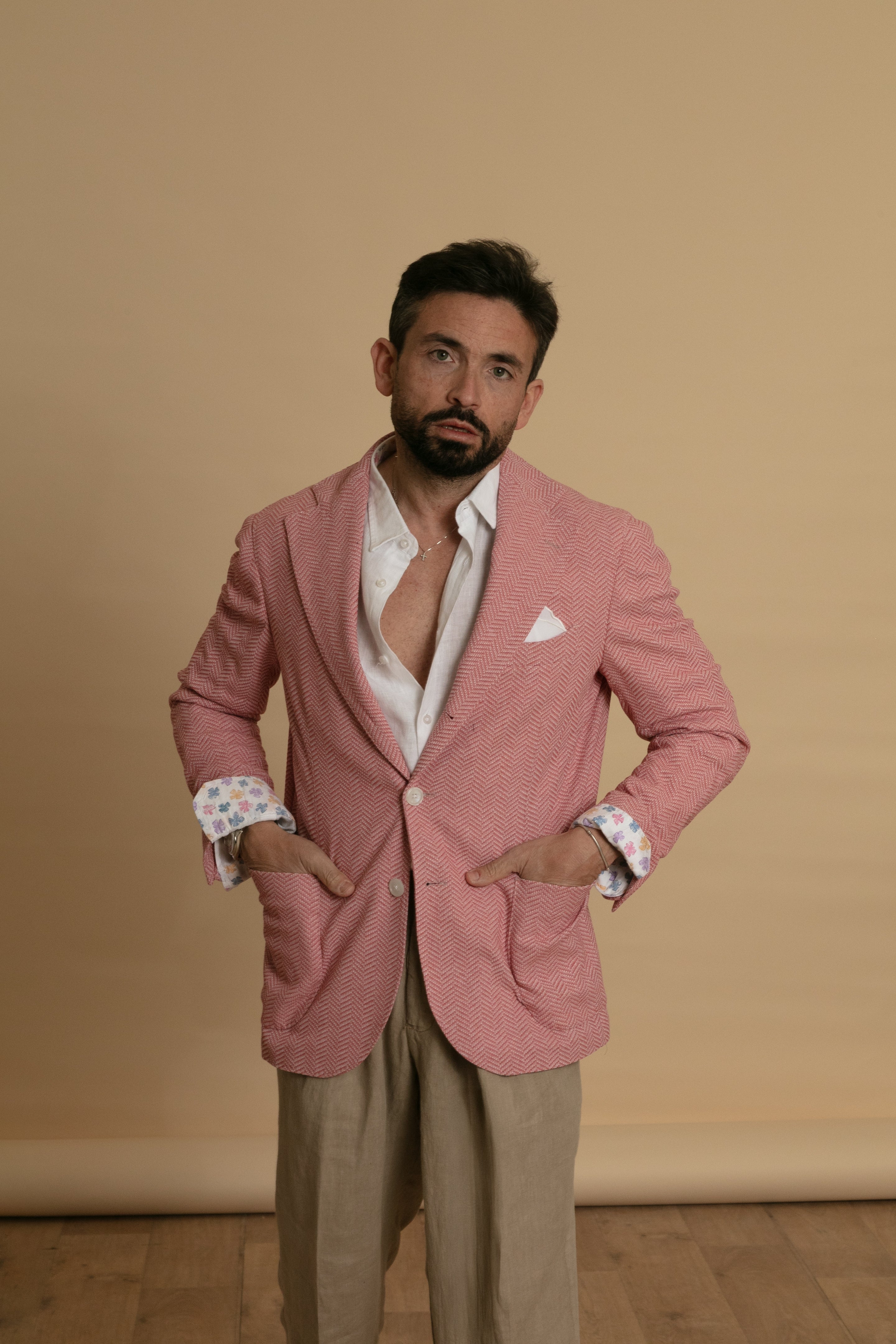 Giacca mono petto Jersey Rosa