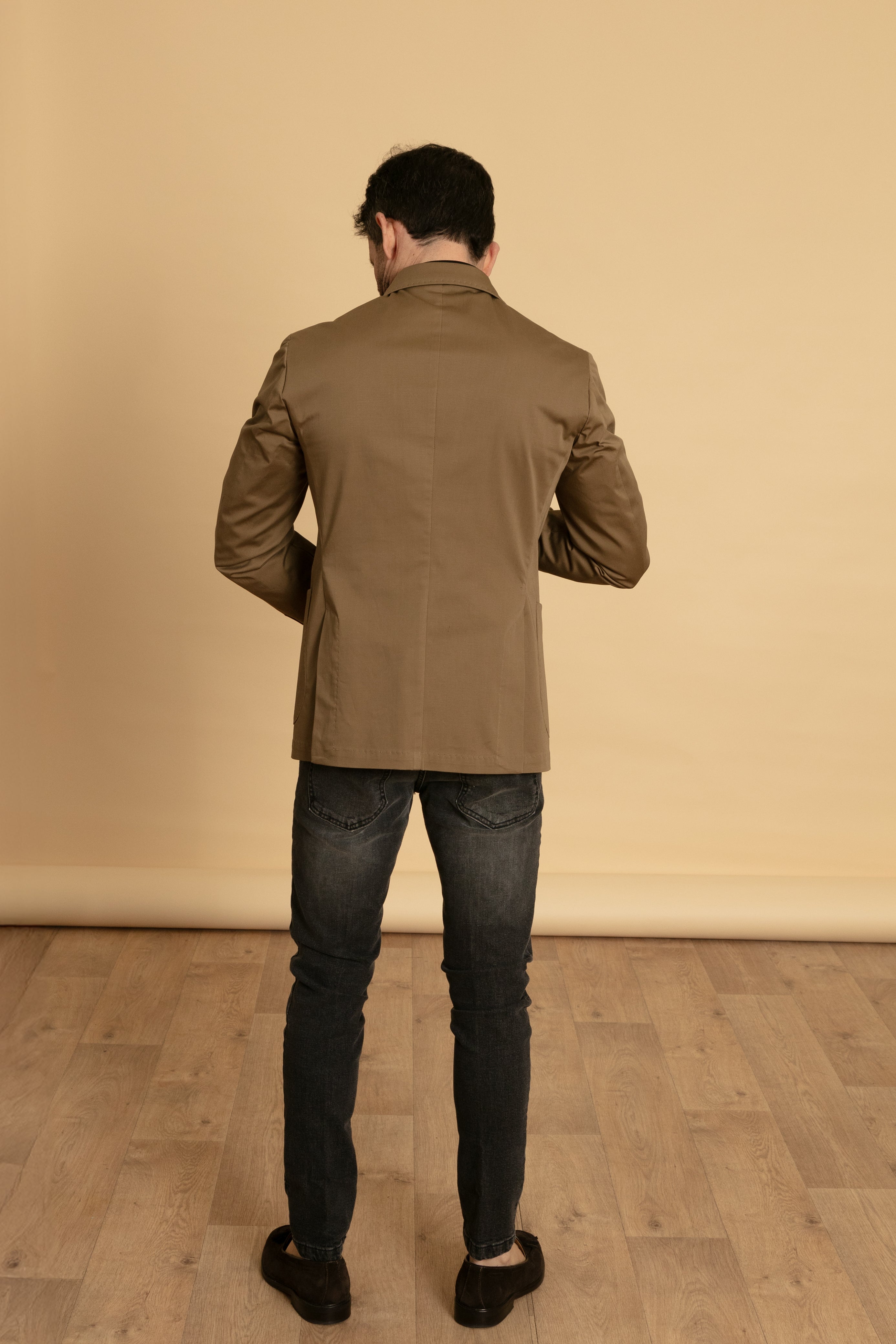 Giacca doppio petto cotone fango Marrone