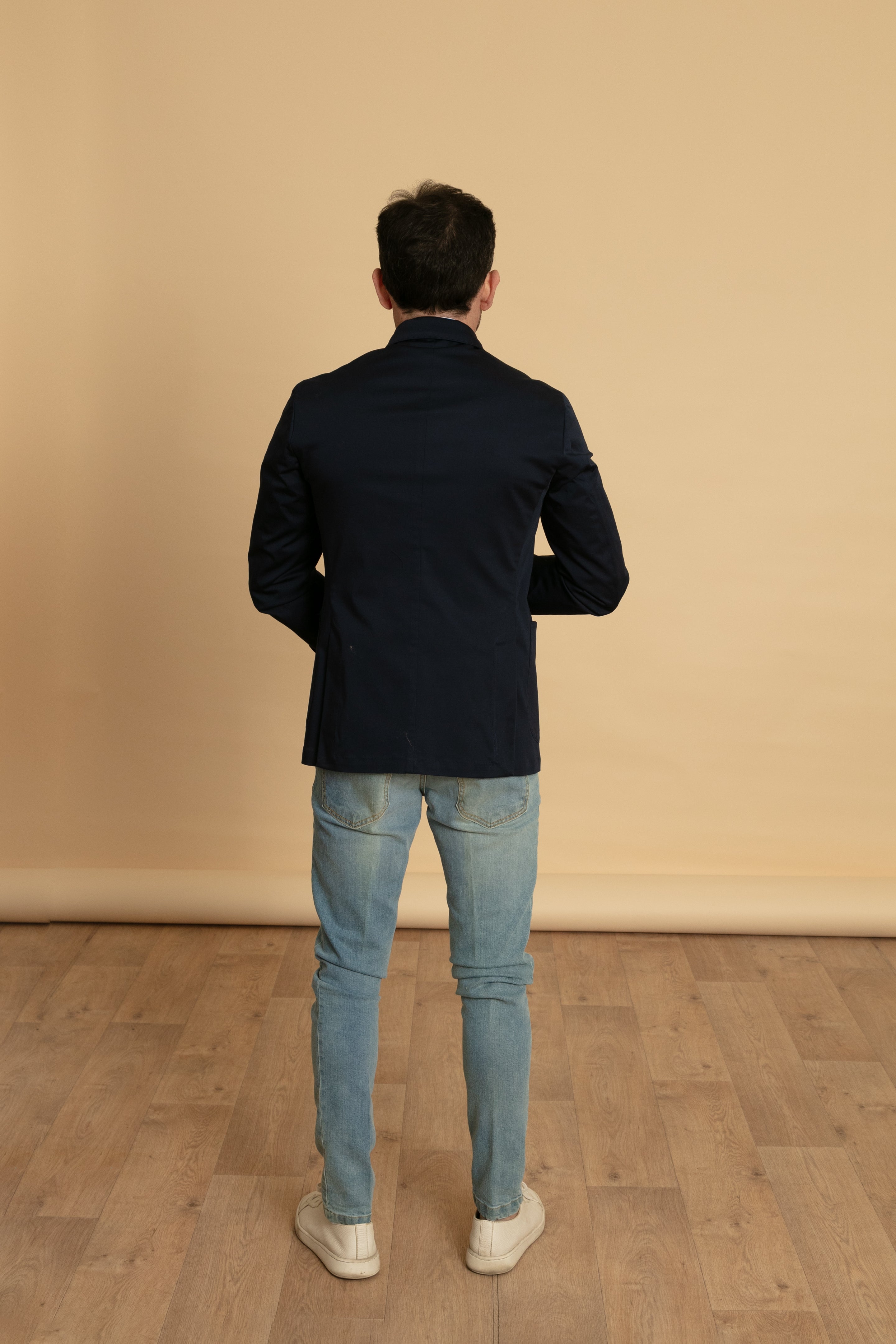 Giacca doppio petto cotone blu notte