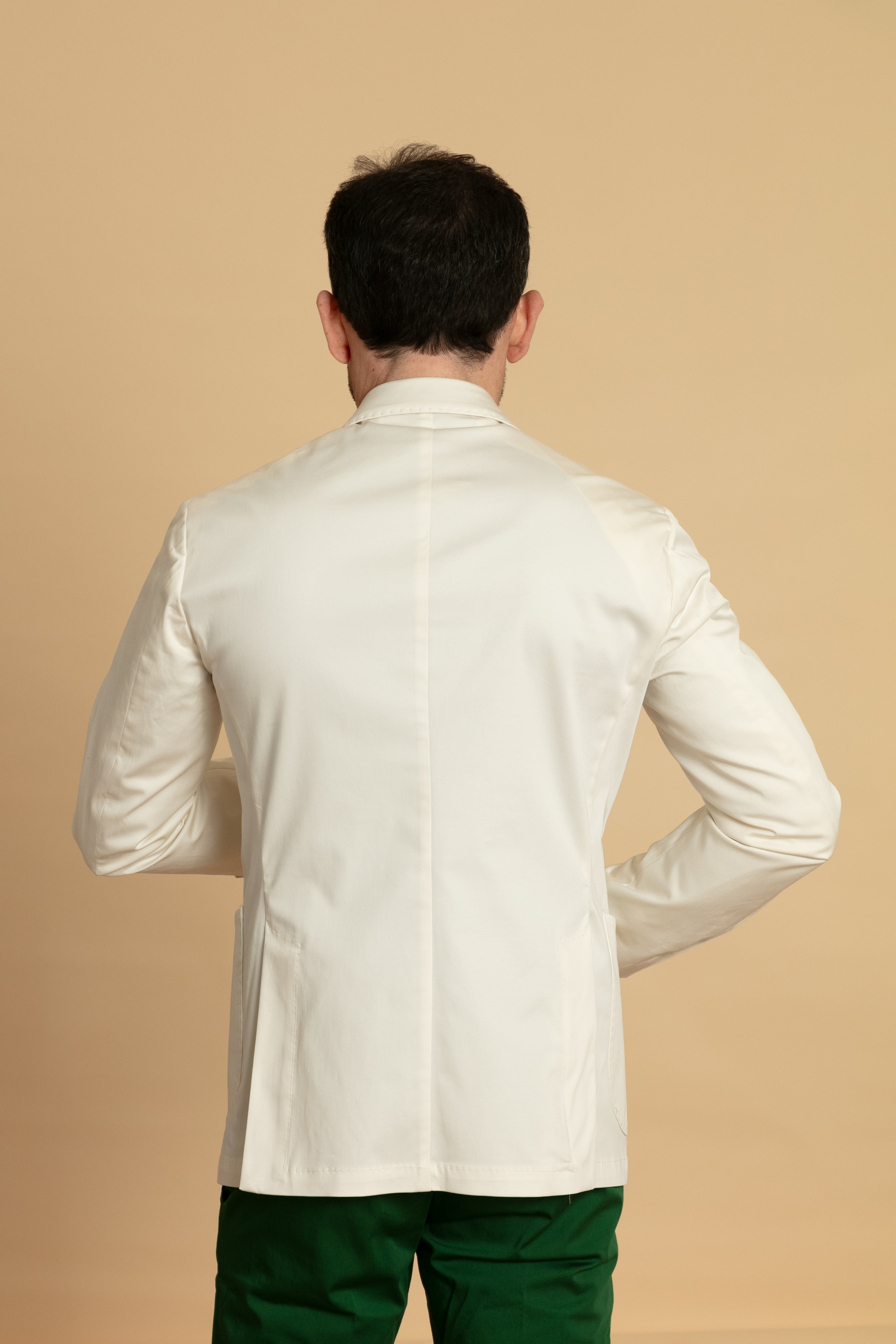 Giacca doppio petto cotone bianco latte