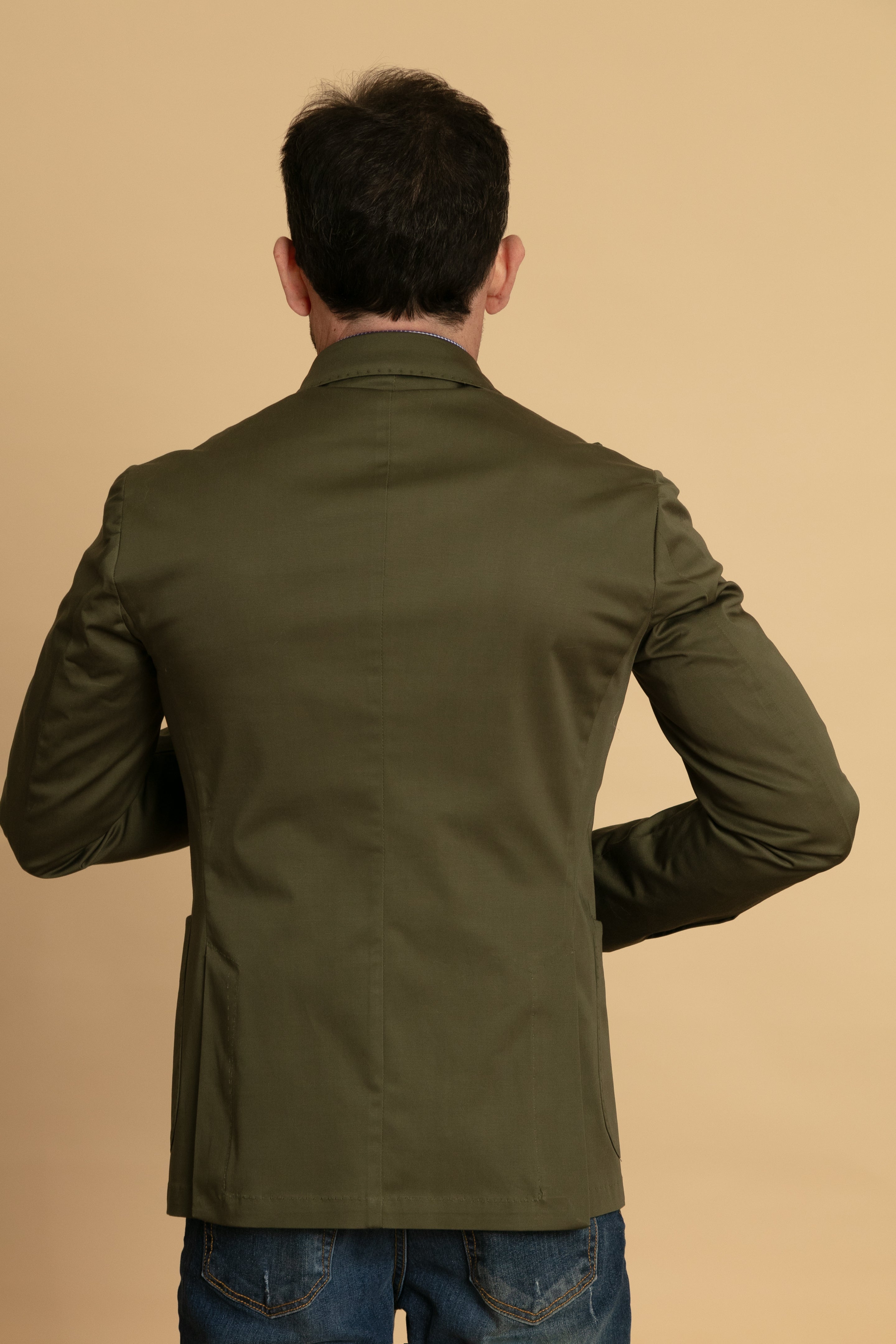 Giacca doppio petto cotone verde militare