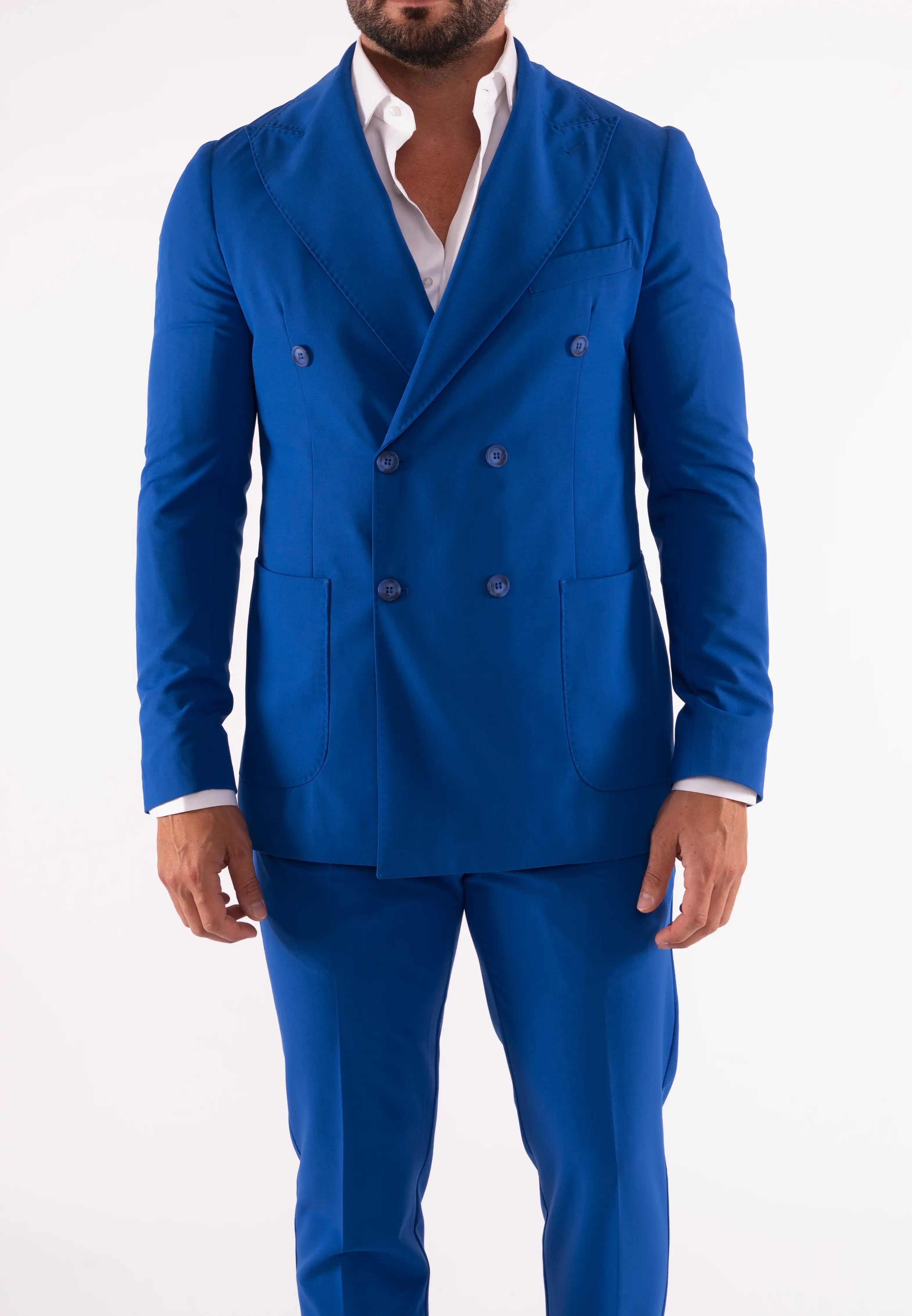 ABITO UOMO DOPPIO PETTO BLU ELETTRICO