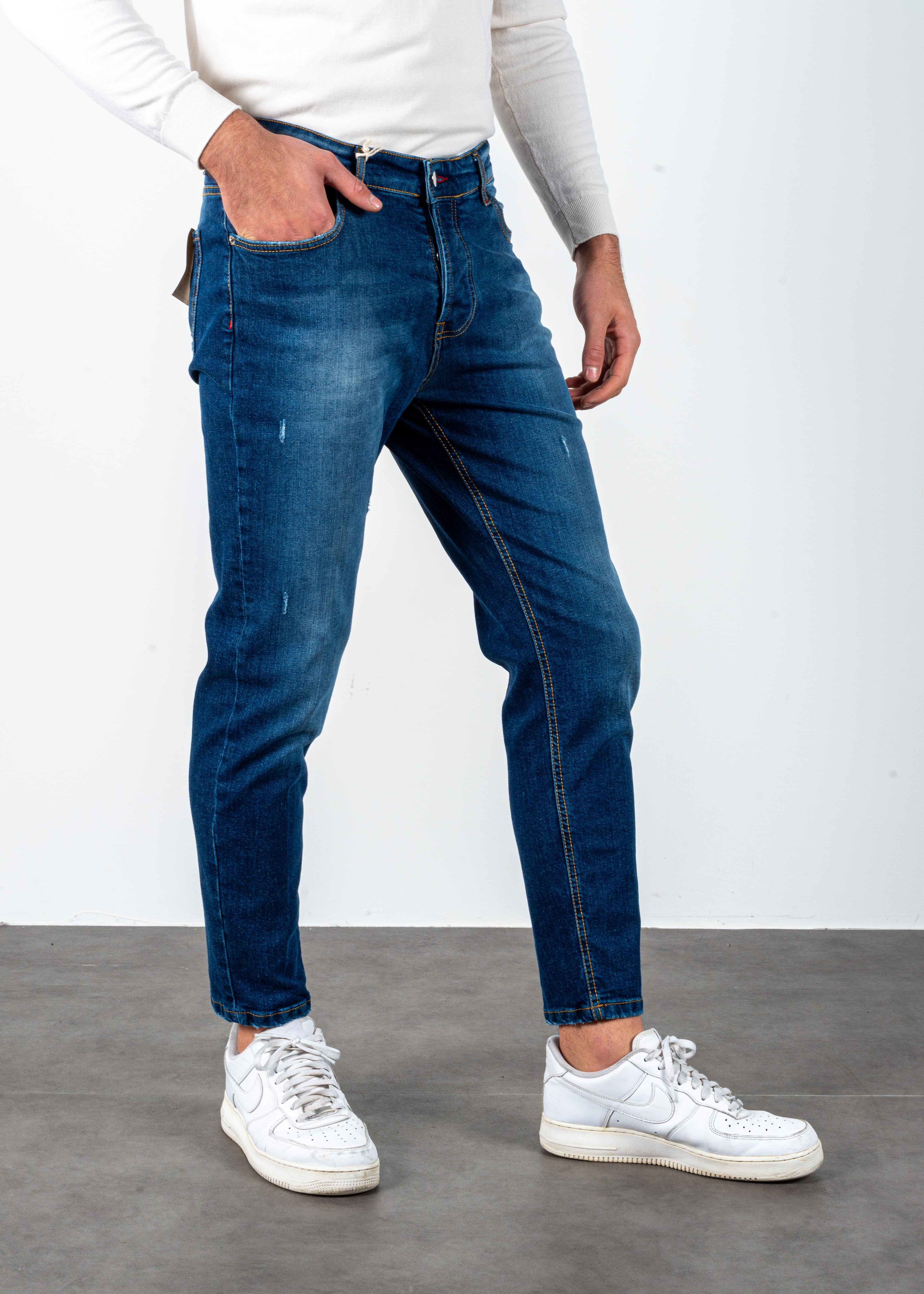 CAVALIERE JEANS BLU LAVAGGIO 3 + ABRASIONI