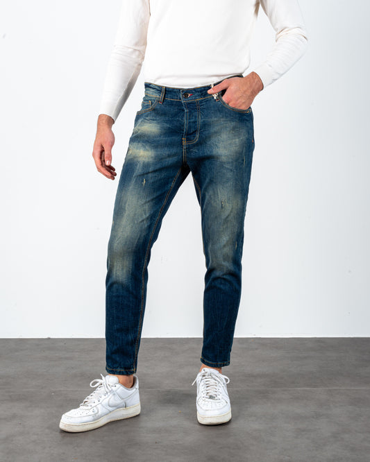 Cavaliere Jeans blu/pesca  lavaggio 4 + abrasioni