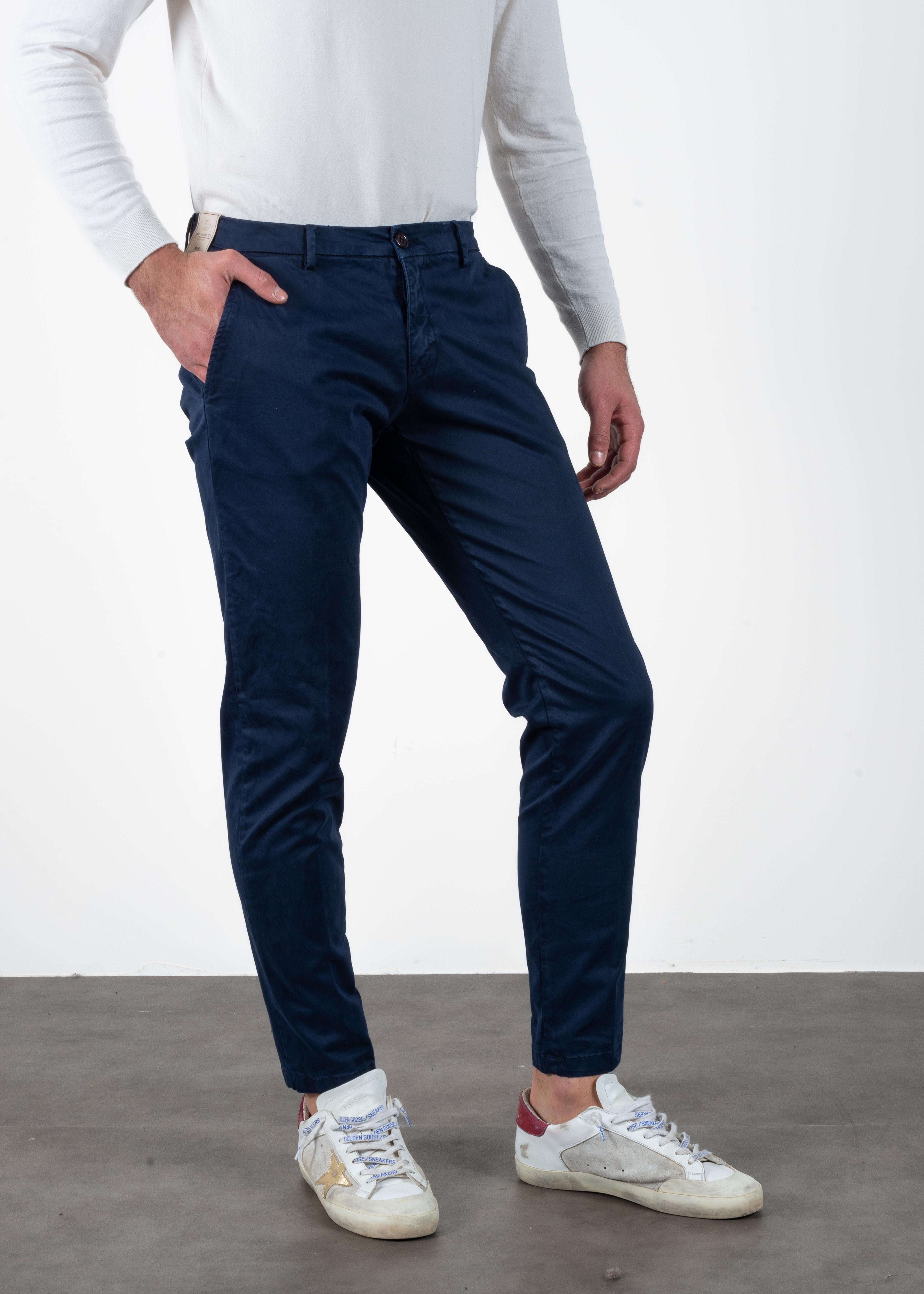 PRINCIPE CHINOS COTONE INVERNALE TASCA AMERICA BLU