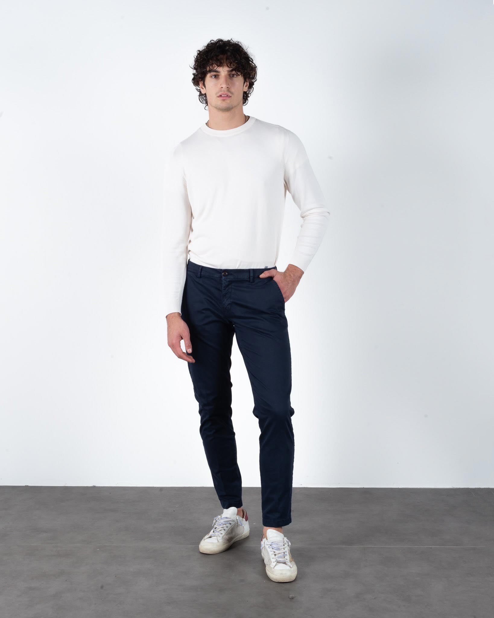PRINCIPE CHINOS COTONE INVERNALE TASCA AMERICA BLU